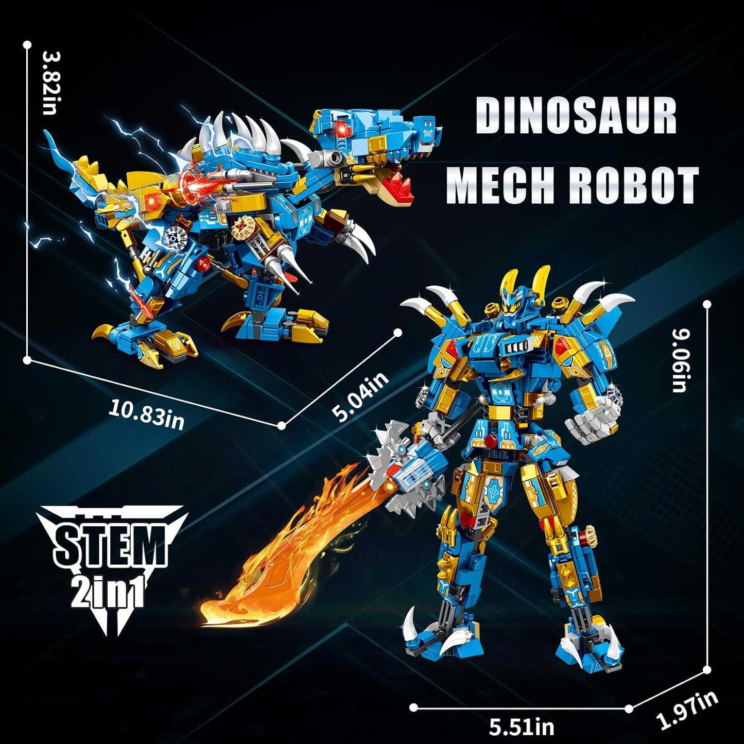 STEM 2 in 1 Spinosaurus Dinosaur Building Kits, Transforming Mech Robot Building Sets for Kids Boys 6-10, Compatible with Dinosaur, Educational Gift Toy for Adults (502 PCS)
