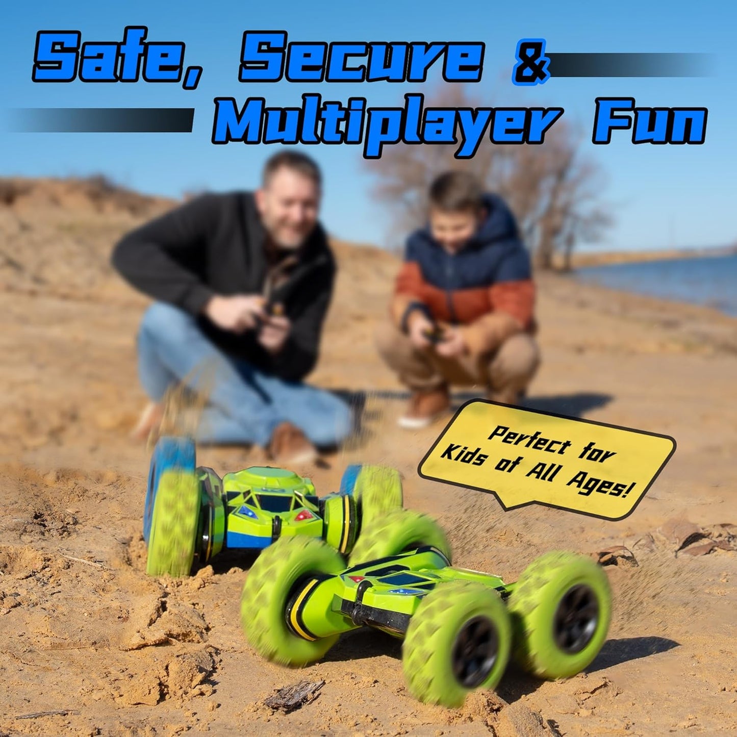 Threeking RC Stunt Car Remote Control Cars with Lights Double-Sided Driving Indoor Outdoor Toys Gifts Presents for 6 7 8 9 10 11 12 Year Old Kids Boys Girls