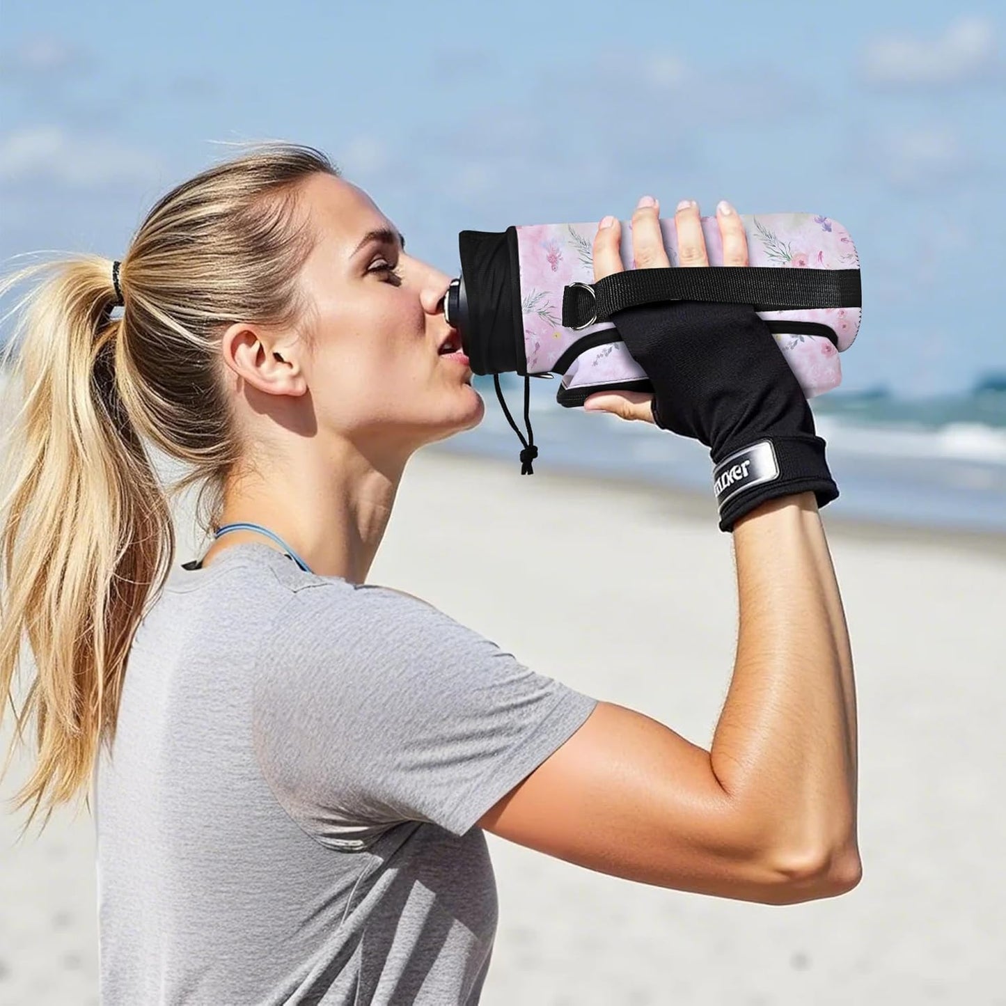 25/32/40/64oz Water Bottle Bag Holder Carrier-Insulated Crossbody Sling Case Sleeve with Strap & Pockets for Men Women Gym Cycling Travel Walking Hiking Camping