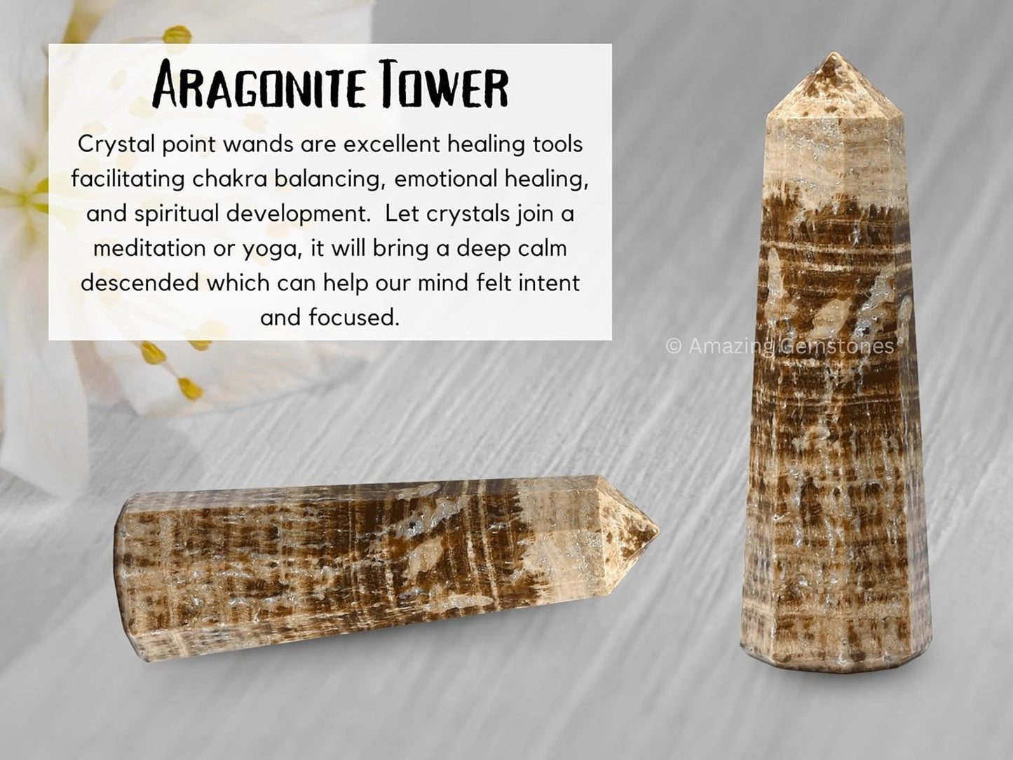 Amazing Gemstone Aragonite Crystal Towers ~ Natural Healing Crystal Point Obelisk for Reiki Healing and Crystal Grid (2" to 3" Inch)