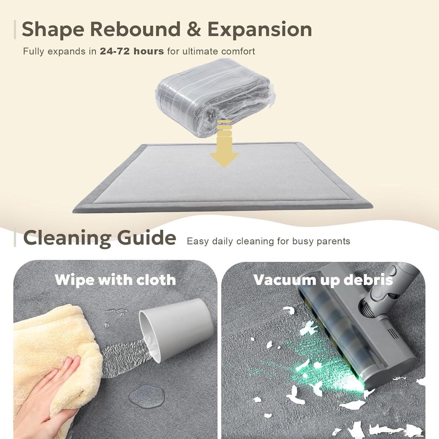 Ultra Soft 1.3" Thick Baby Play Mat for Floor, Large Velvet 71x59 Playpen Mat, Baby-Safe & Non-Slip Tummy Time Mat, Crawling Mat for Babies, Toddlers, Infants, Kids, Easy Care, Gray