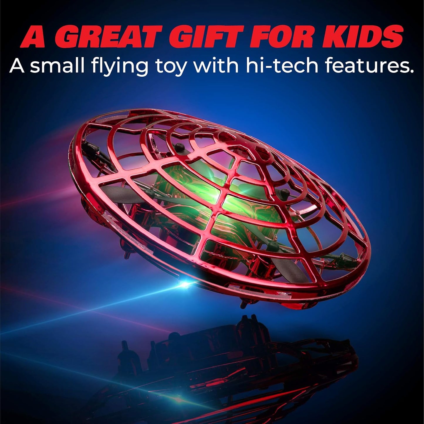 Force1 Scoot Hand Operated Drone for Kids or Adults - Hands Free Motion Sensor Mini Drones, Easy LED Indoor Rechargeable UFO Toy Flying Orb Ball Drone Toys for Boys and Girls (Red)