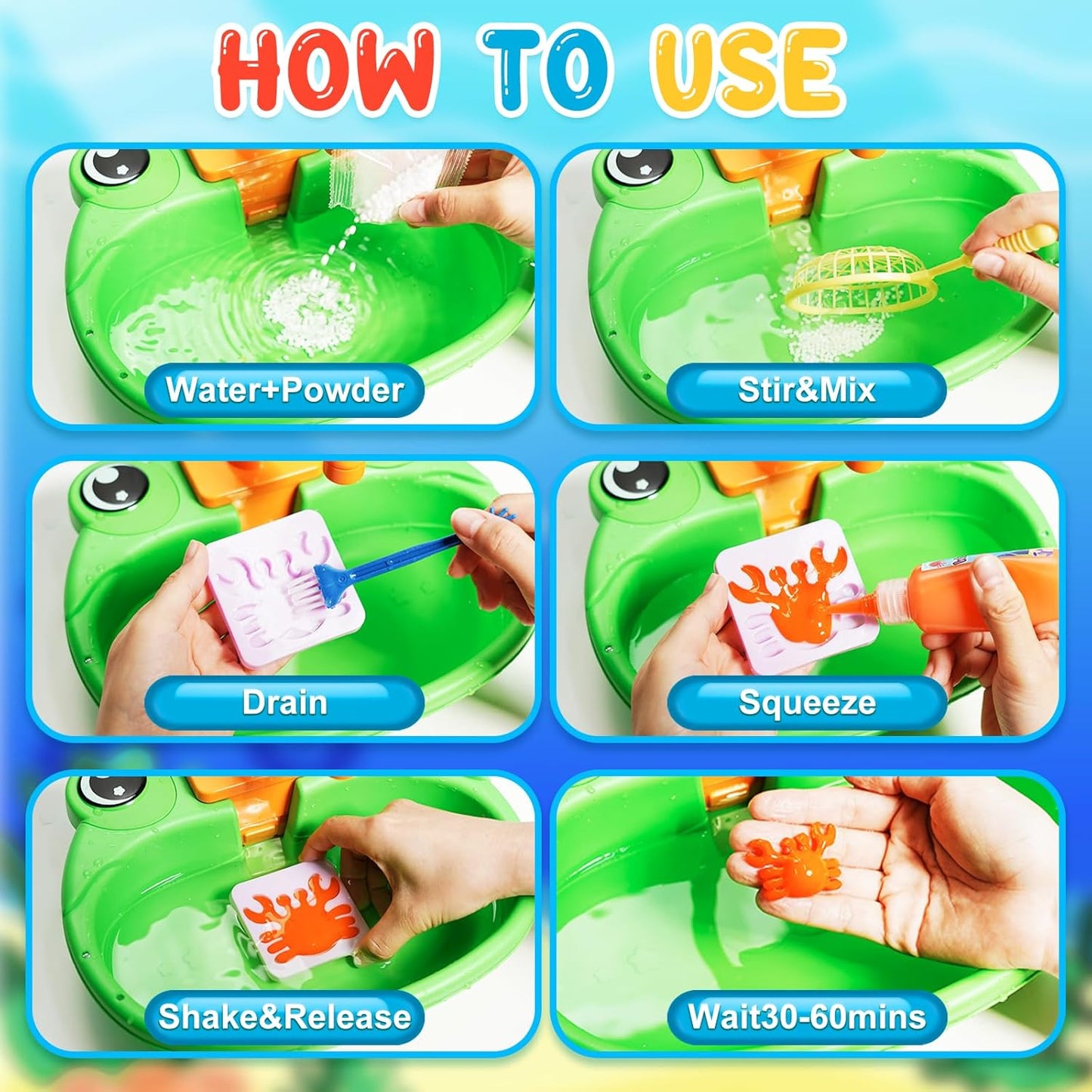 Glow in The Dark Water Craft Toy DIY Elf Kit for Boys Girls - 20 Color Gel & 12 Molds DIY Water Pets, Magic Craft Kit in Water Creative Handmade Water Art Set for Kids Age 3 4-8 8-12