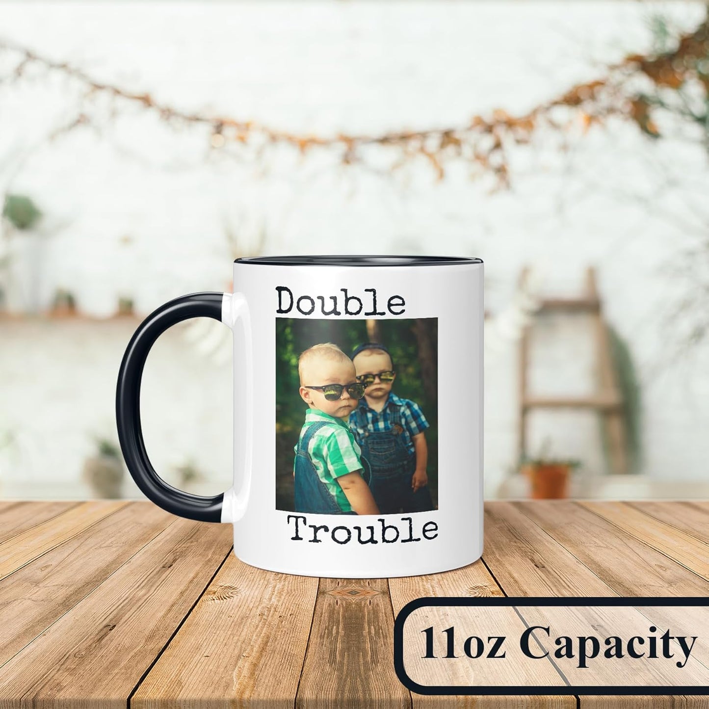 Personalized Coffee Mug, Custom Photo Text 11 Oz Ceramic Mug, Customized Picture Name Tea Cup, Unique Gift Idea, Taza Cafe Personalizadas Fotos, Cute Custom Gifts Mom Women Men, Father's Day, Black
