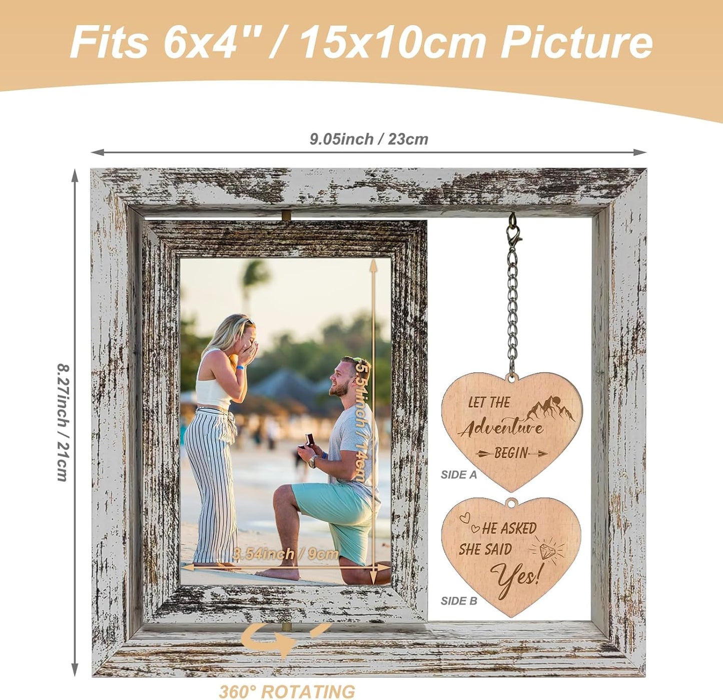 Let the Adventure Begin - He Asked She Said Yes Picture Frame Engagement Gifts for Couples Newly Engaged Gifts Fiance Women Her (Dis Two 6x4)