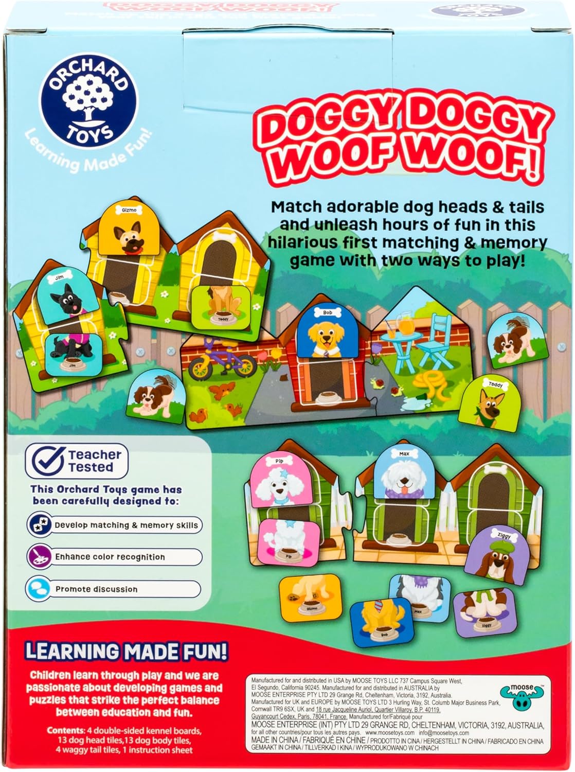 ORCHARD TOYS Doggy Doggy Woof Woof. Matching Game for Ages 2-6. Ideal for Developing Memory, with 2 Ways to Play. for 2-4 Players.