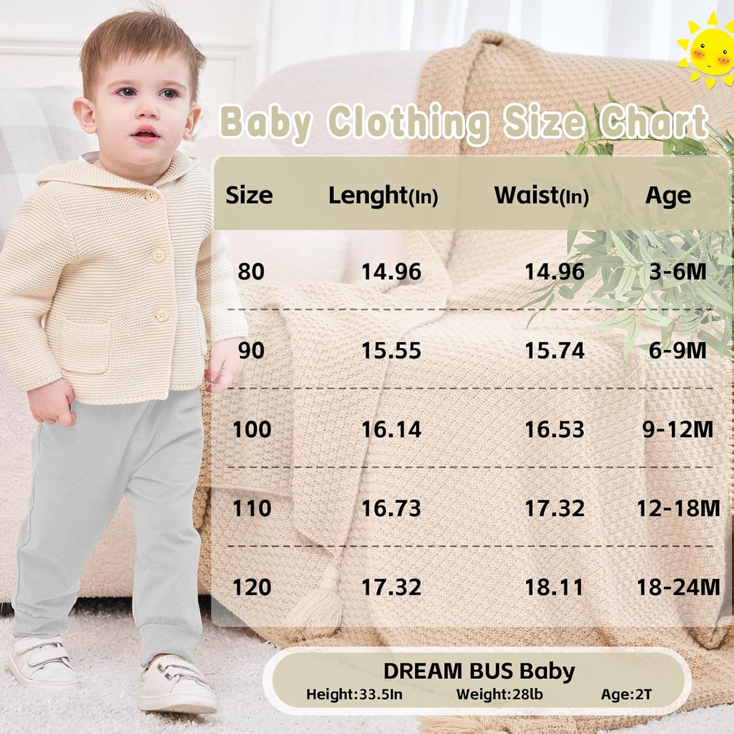 DREAM BUS Pack of 3 Toddler Jogger Pants with Pocket Toddler Boy Sweatpants Baby Boy Pants Infant Newborn Leggings