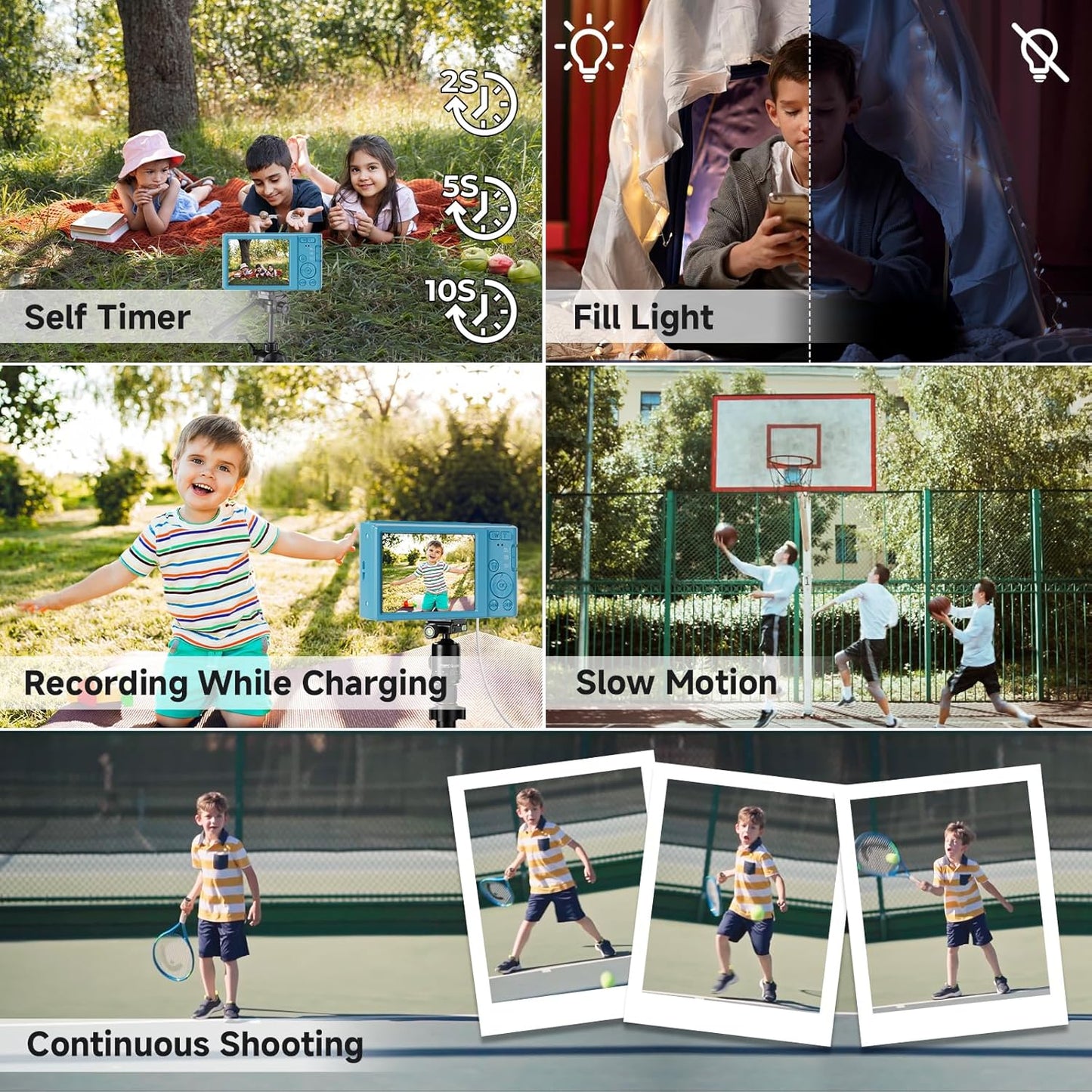 Digital Camera,4K Vlogging Camera for YouTube Autofocus 44MP FHD Camera,16X Digital Zoom Cheap Point and Shoot Digital Camera with 64GB Card for Kids Boys Girls Teens Adult Beginners,2 Batteries(Blue)