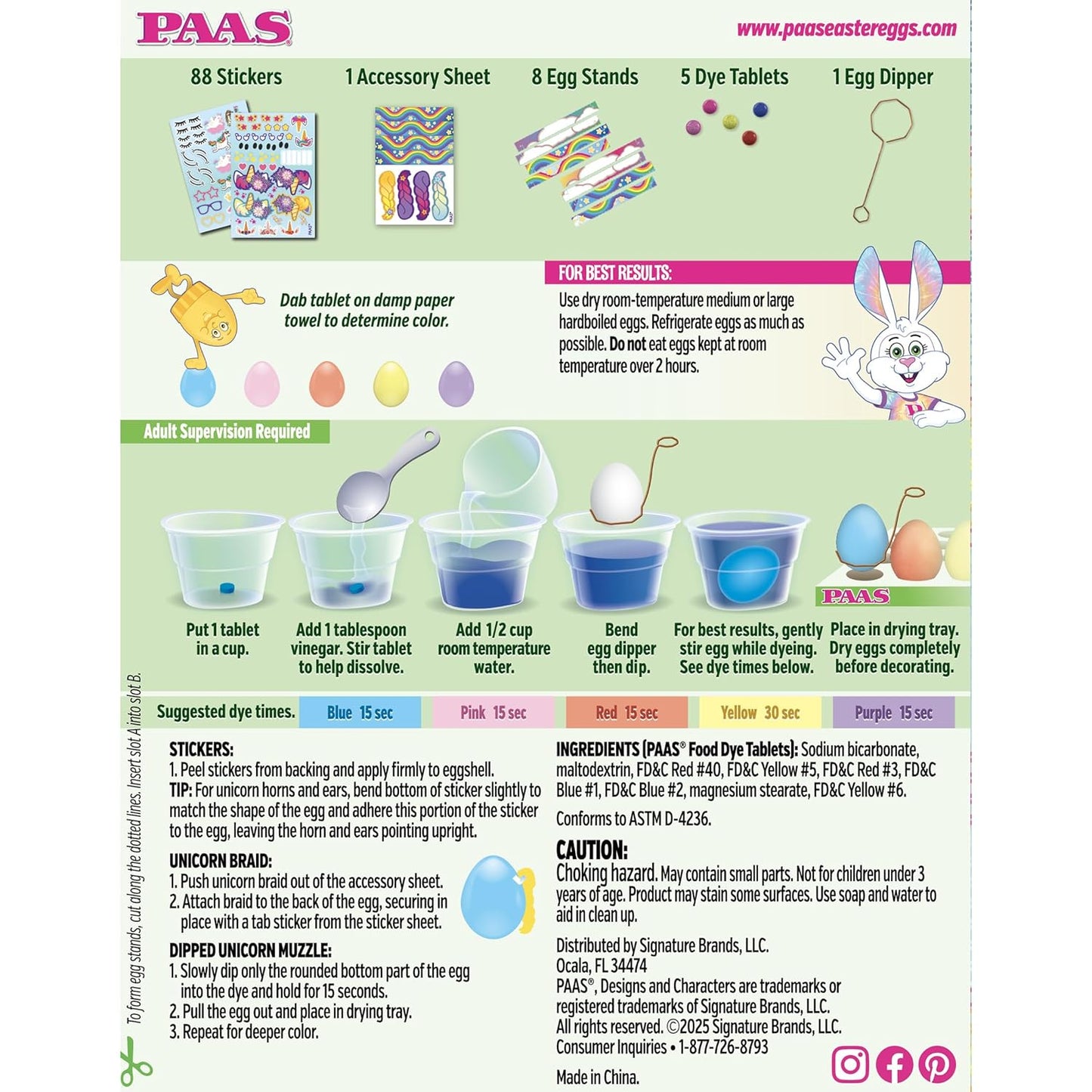 PAAS Unicorn Egg Decorating Kit – Create Magical Unicorn Eggs with 5 Dye Tablets, 88 Stickers, and 1 Accessory Sheet