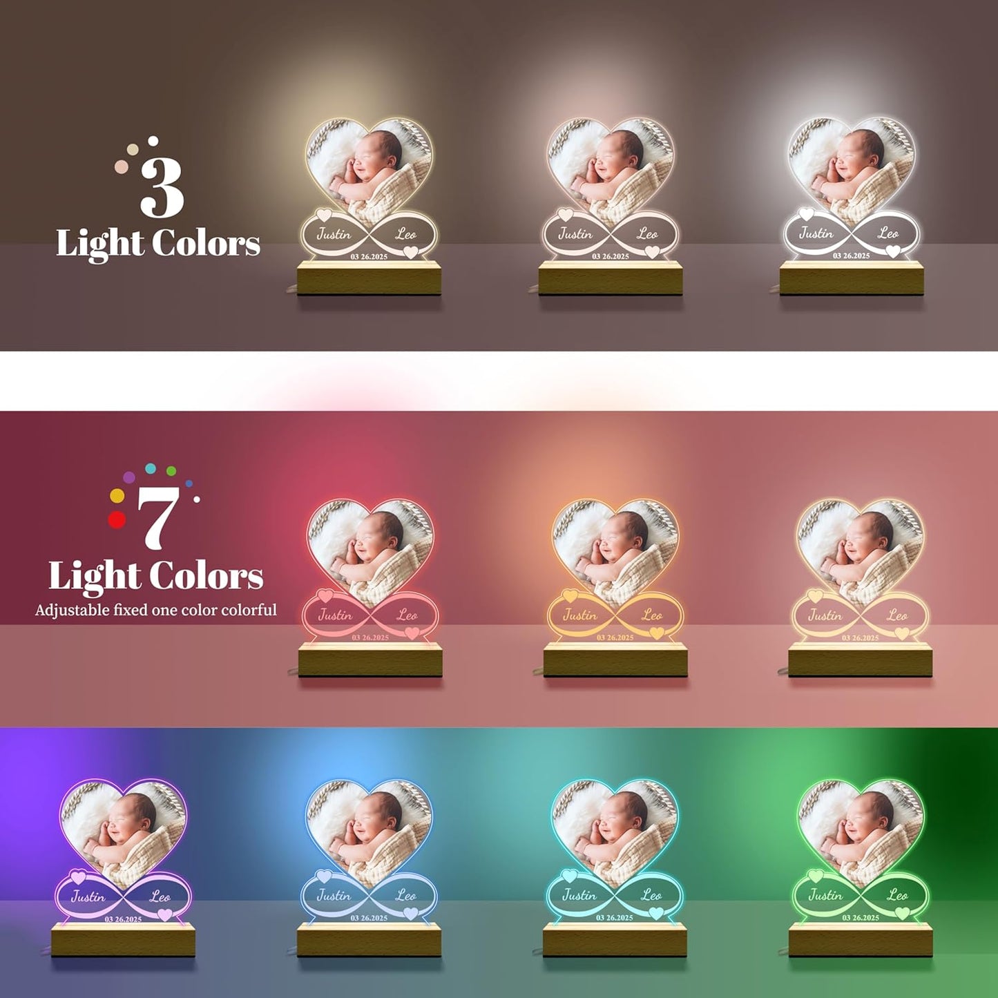 Personalized gift for Kids, Newborn Gifts for Baby Boy Girl, Custom Picture Frame Acrylic Plaque, Children's Room Nursery Bedroom Decor, Baby Shower, Baptism Gifts