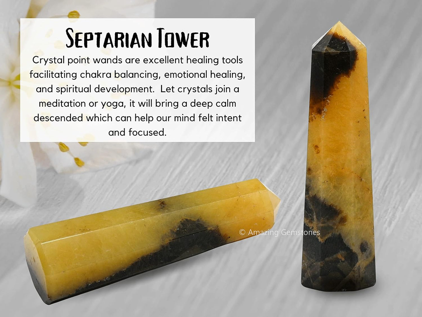Amazing Gemstone Septarian Crystal Towers - Natural Healing Crystal Point Obelisk for Reiki Healing and Crystal Grid (3 Inch)