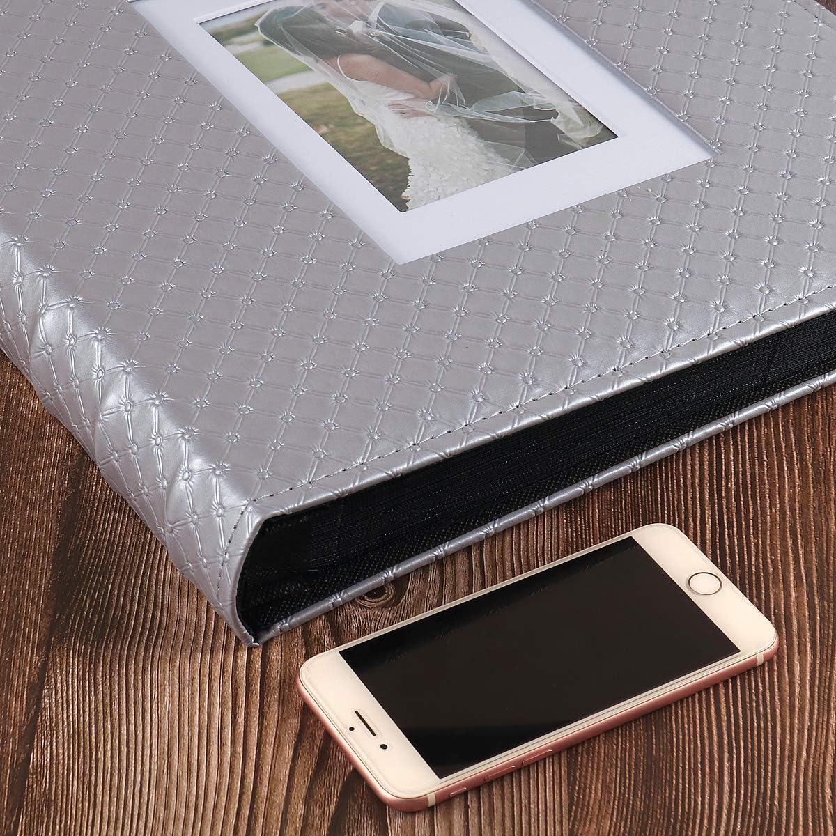 RECUTMS Hold 600 Photos Black Pages Horizontal and Vertical Pictures Album Birthday Christmas Photo Albums Wedding Anniversary Photo Albums Book Holiday Gift(Grey)
