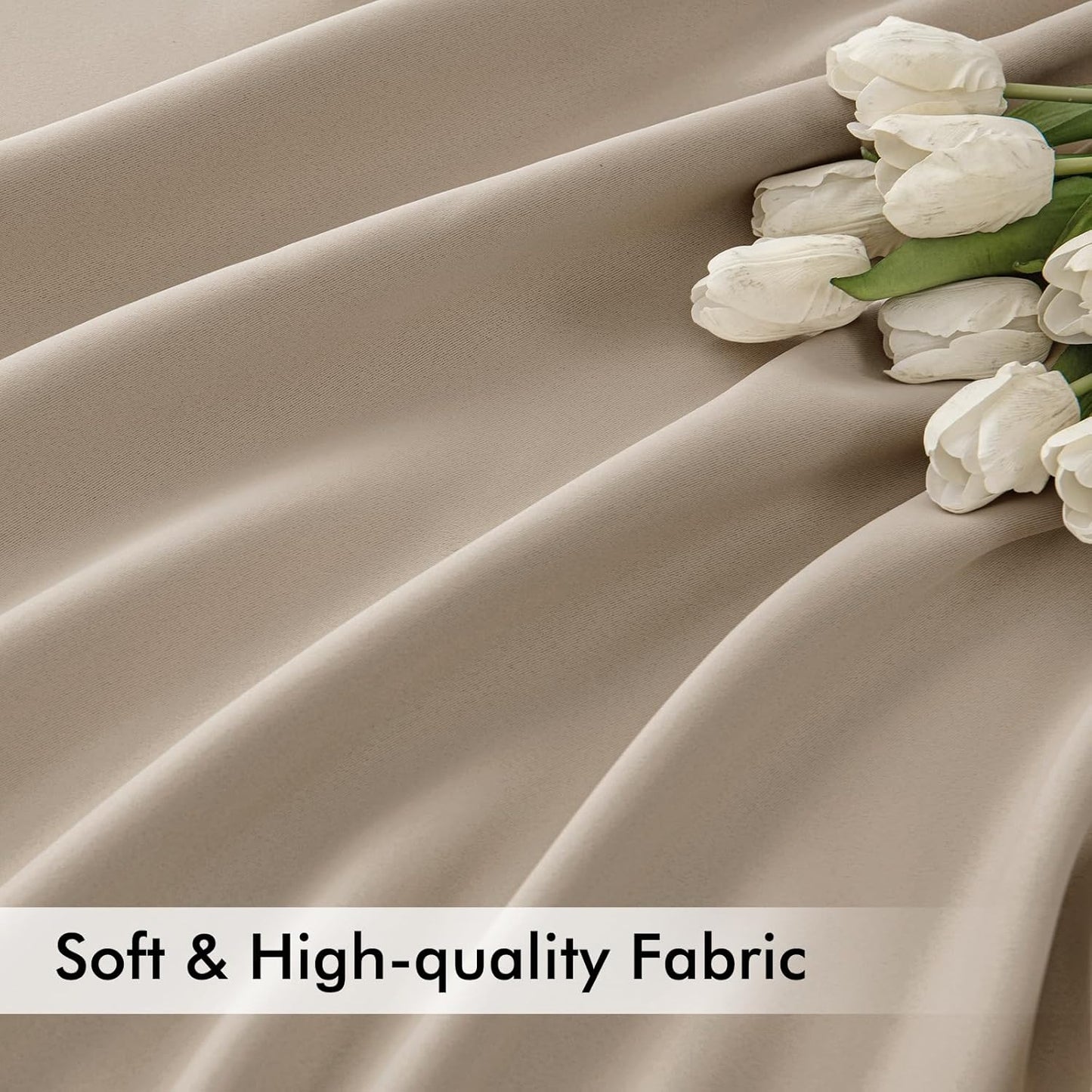 MIULEE Taupe Back Tab Blackout Curtains 72 Inches Long 2 Panels Set for Living Room Bedroom Privacy, Rod Pocket/Pinch Pleat Thermal Insulated Room Darkening Pleated Light Blocking Drapes