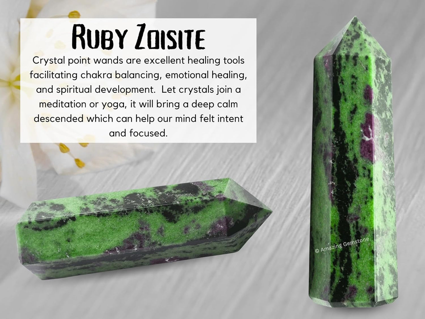 Amazing Gemstone Large Ruby Zoisite Crystal Towers ~ Natural Healing Crystal Point Obelisk for Reiki Healing and Crystal Grid (5.5" to 6" INCH)