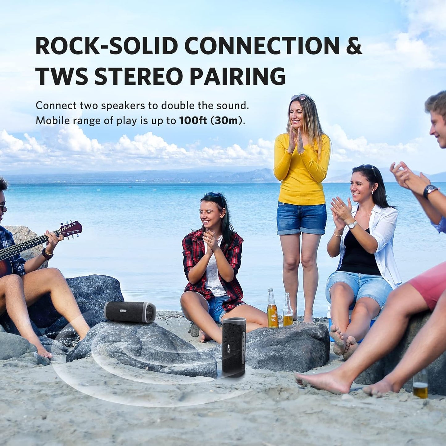 EarFun UBOOM L Bluetooth Speaker, Portable Speaker 28W Loud Stereo Sound, Rich Bass, IP67 Waterproof & Dustproof, Dual Pairing, Built-in Mic, Low Latency, Wireless Speakers for Party, Indoor & Outdoor