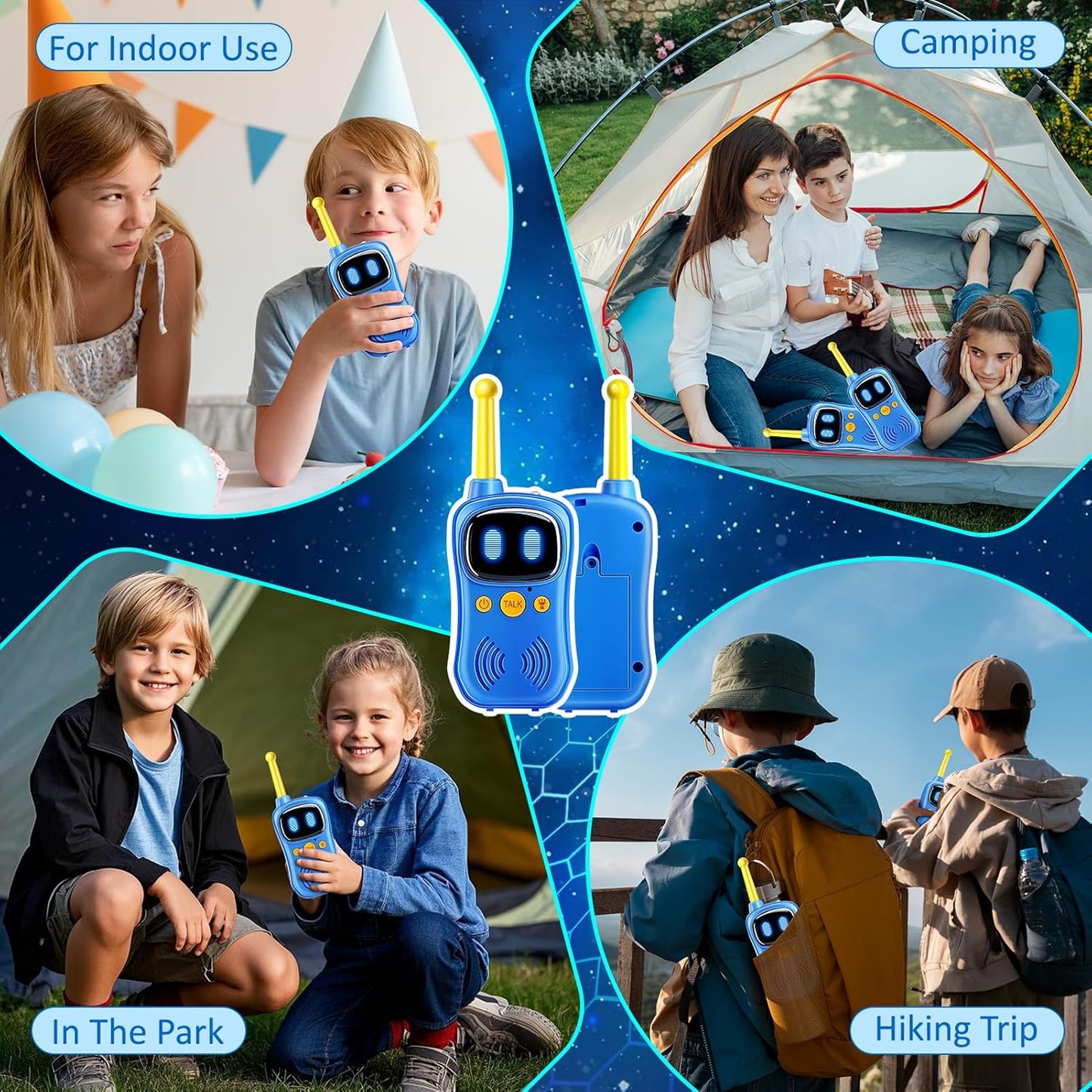 Astronaut Walkie Talkies, 3000 FT Talk Range, Robots Toys for Kids 2Pack, Space Toys Birthday Gifts for 3 4 5 6 7 8 9 10 Year Old, Voice Interactive Gift for Boys & Girls,Top With Handheld Flashlight.