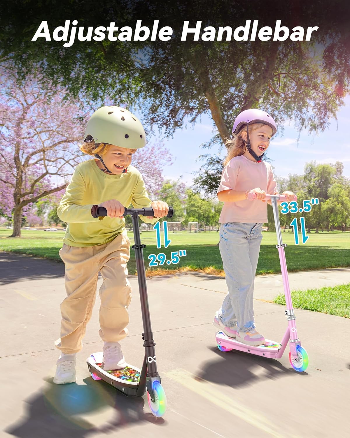 Gyroor Kids Electric Scooter with LED Lights – 2-Level Adjustable Handlebar, 5 MPH Safe Speed, Foot Sensor Start, Rear Brake, 2-Hour Charge, 121 lbs Max Load, for Boys & Girls Ages 6-12