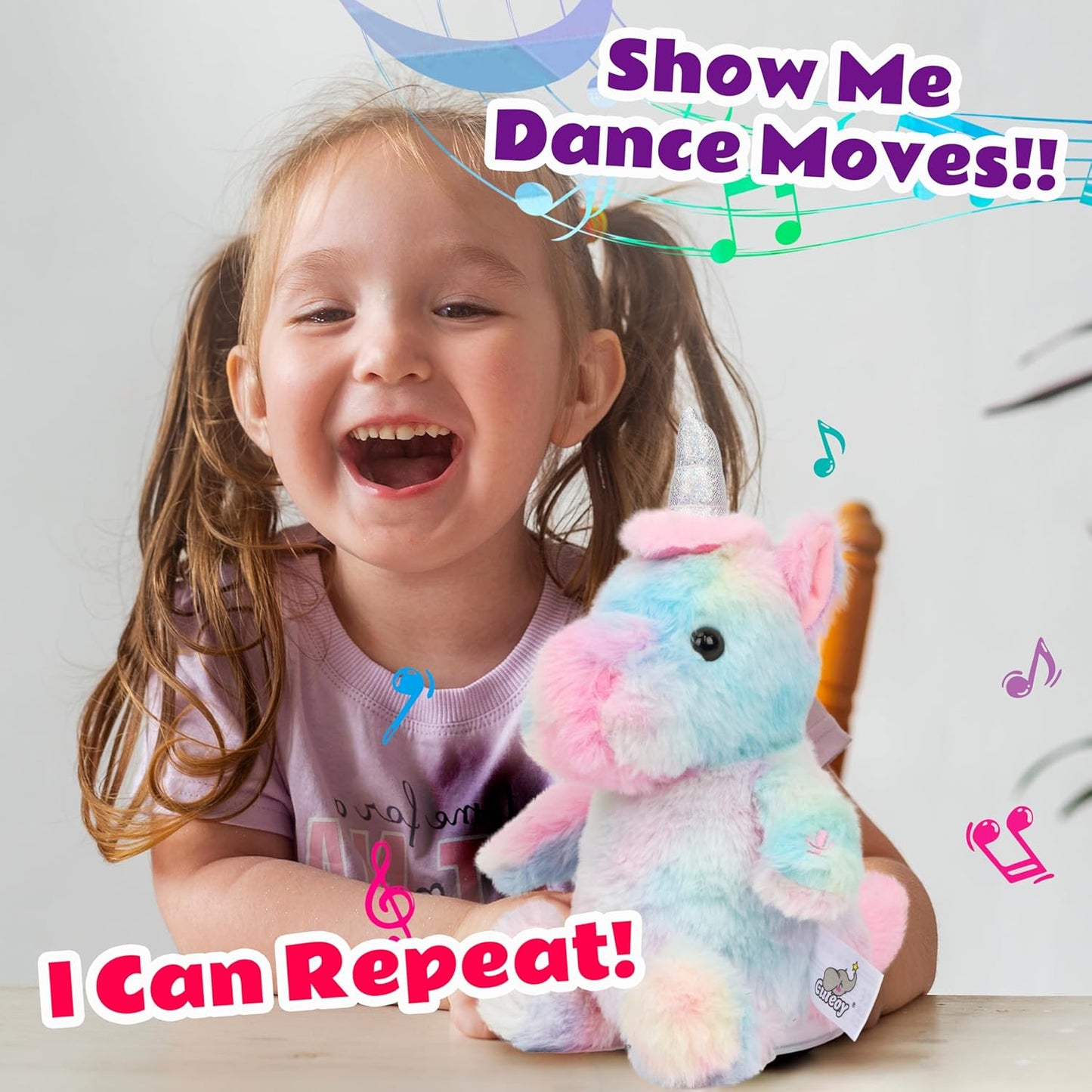 Cuteoy Talking Unicorn Repeat What You Say Musical Stuffed Animal Shaking Singing Plush Toy Electric Interactive Animated Plushies Gifts for Kids Girls Boys