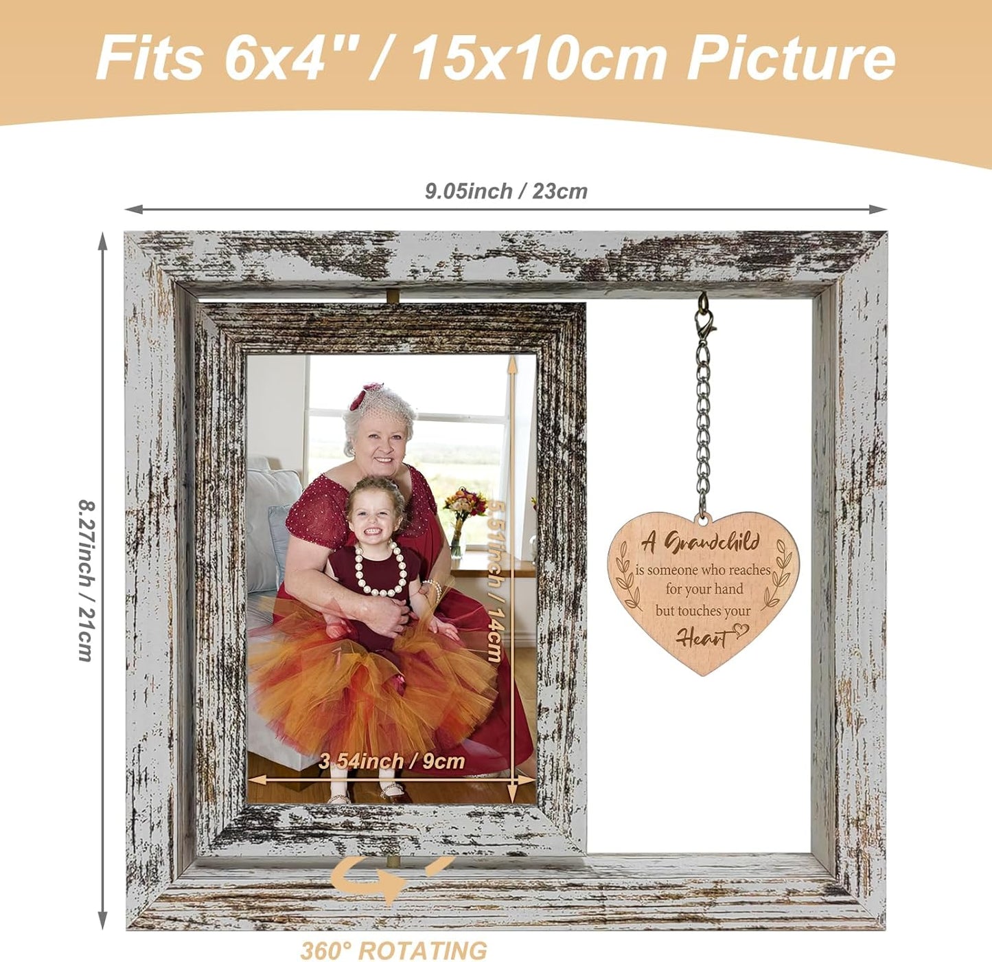 A Grandchild is Someone Who Reaches for Your Hand but Touches Your Heart Wood Picture Frame New Grandma Grandparents Day Gifts (Dis Two 6x4 Inch)