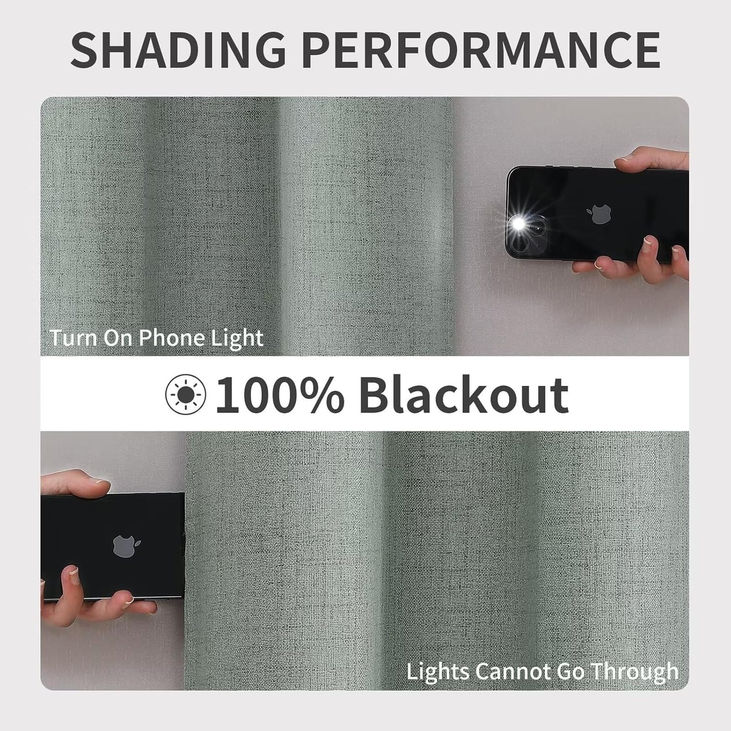 Joydeco Custom Sage Green Textured Total Blackout Curtain for Bedroom and Living Room. Grommet Textured Thermal Insulated Room Darkening Curtain 1 Panel (Custom Size and Color)