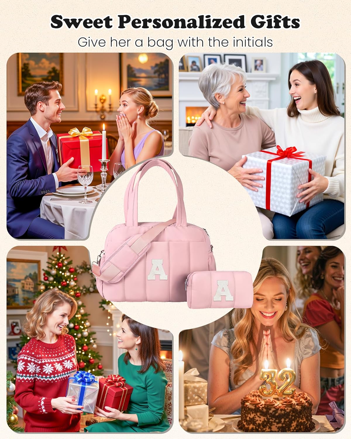 Gifts for Granddaughter, Duffle Bag for Travel, Weekender Bags for Women,Initial Overnight Bag with Wet Pocket,Lightweight Travel Bags Personalized Gym Tote with Makeup Pouch