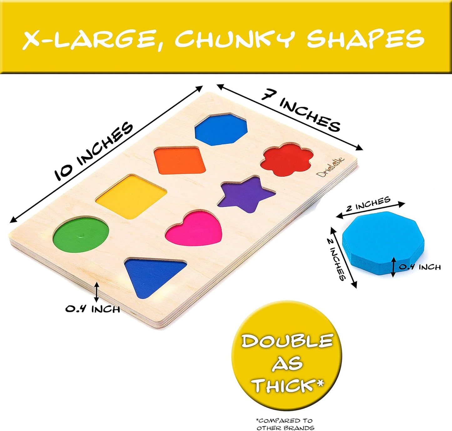 Magnetic Wooden Educational Shape Puzzle - Learn Colors & Shape Recognition Toy β Toddler Preschool Game β Kids Montessori Education