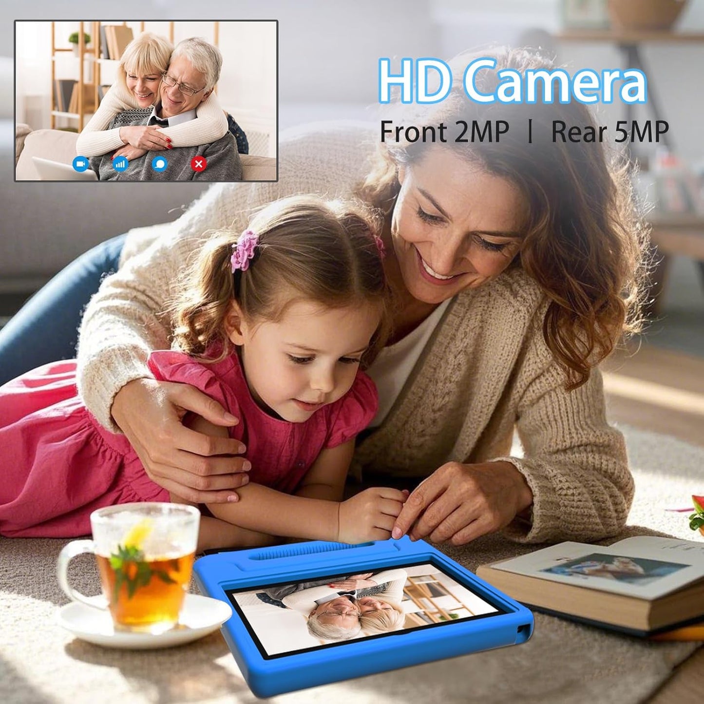 Tablet for Kids, 10 Inch Kids Tablet Android, 64GB, Octa-Core, WiFi 6, Big Battery, Google Kids Space, Parental Control 1280 * 800 HD Display Blue