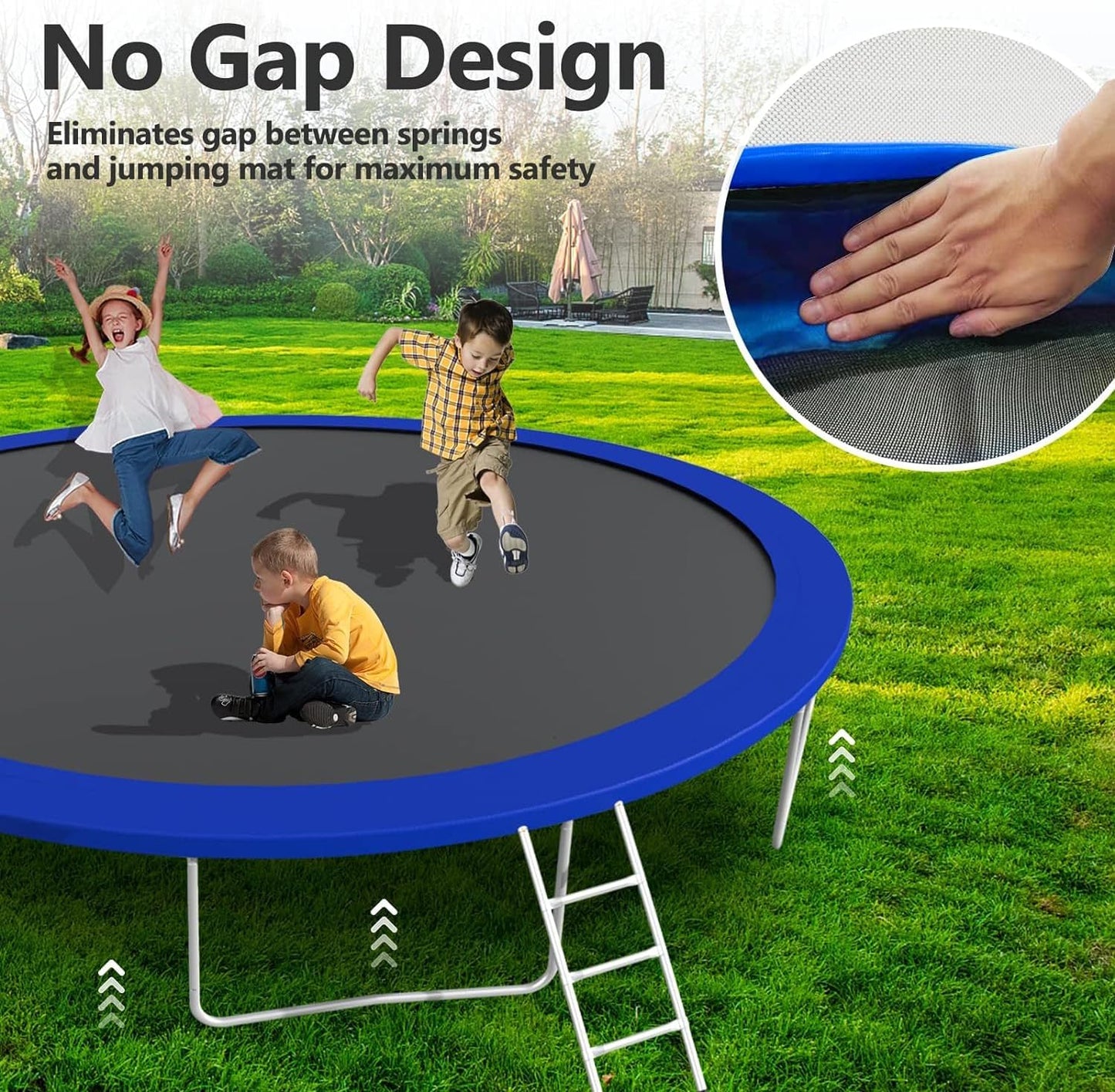 Upgraded 10/12/14/15/16FT Trampoline Outdoor, Large Kids Trampoline with Light, Stakes, Sprinkler, Backyard Trampoline with Basketball Hoop and Net, Capacity for 4-6 Kids and Adults