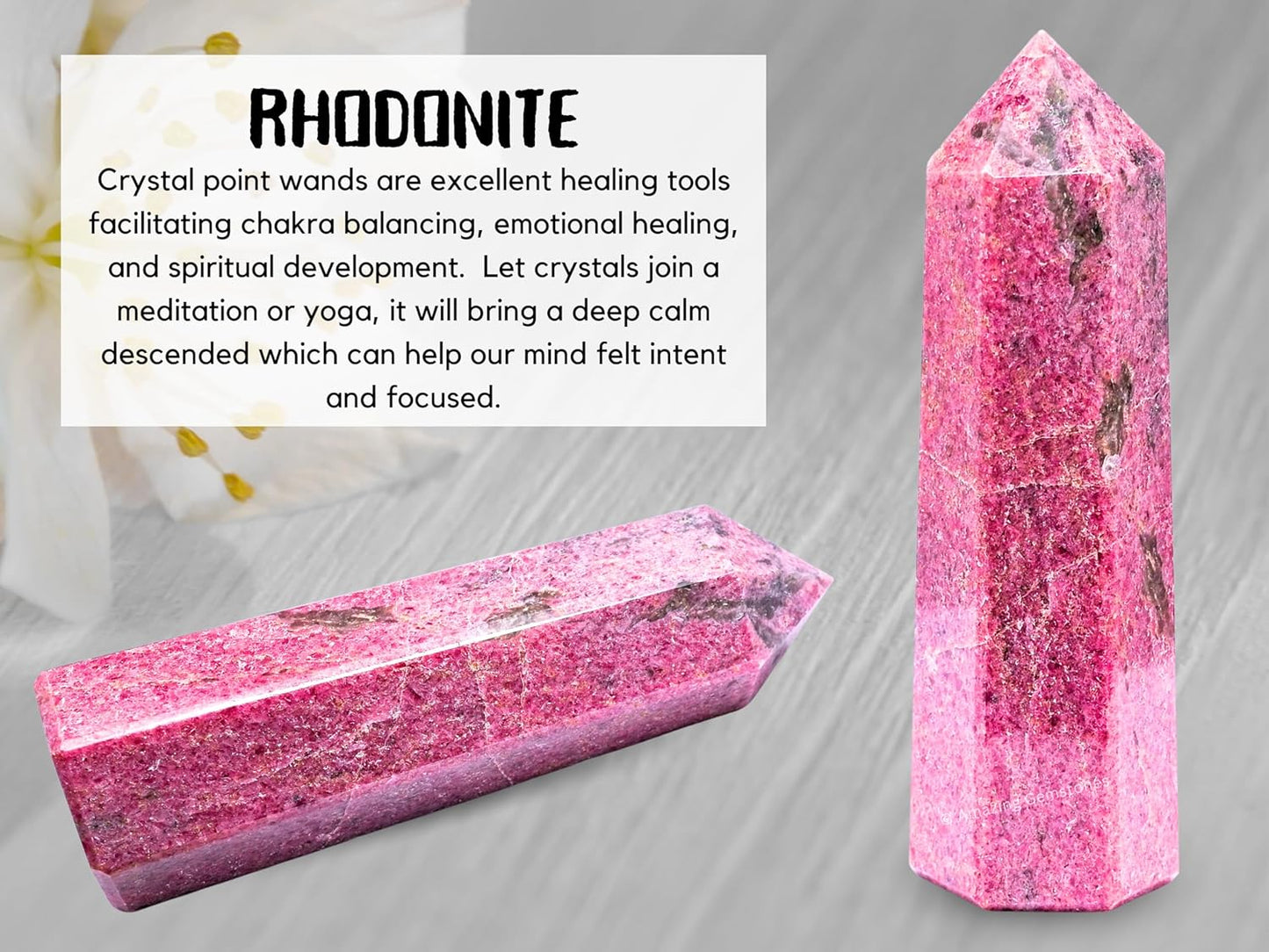 Amazing Gemstone Large Rhodonite Crystal Towers ~ Natural Healing Crystal Point Obelisk for Reiki Healing and Crystal Grid (5.5" to 6" INCH)