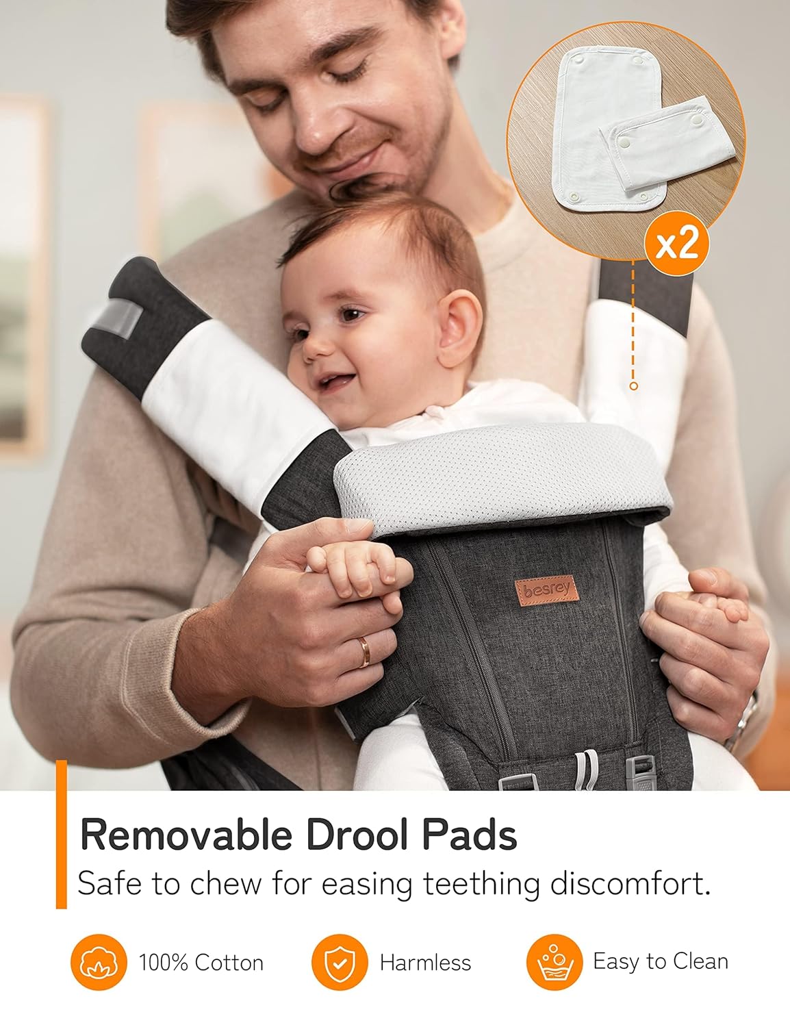 besrey Baby Carrier Hip Seat for Dad, Front Summer Infant Carrier Newborn to Toddler, Plus Men Backpack Holder, Harness for Carrying Infant, Hip Seat with Strap