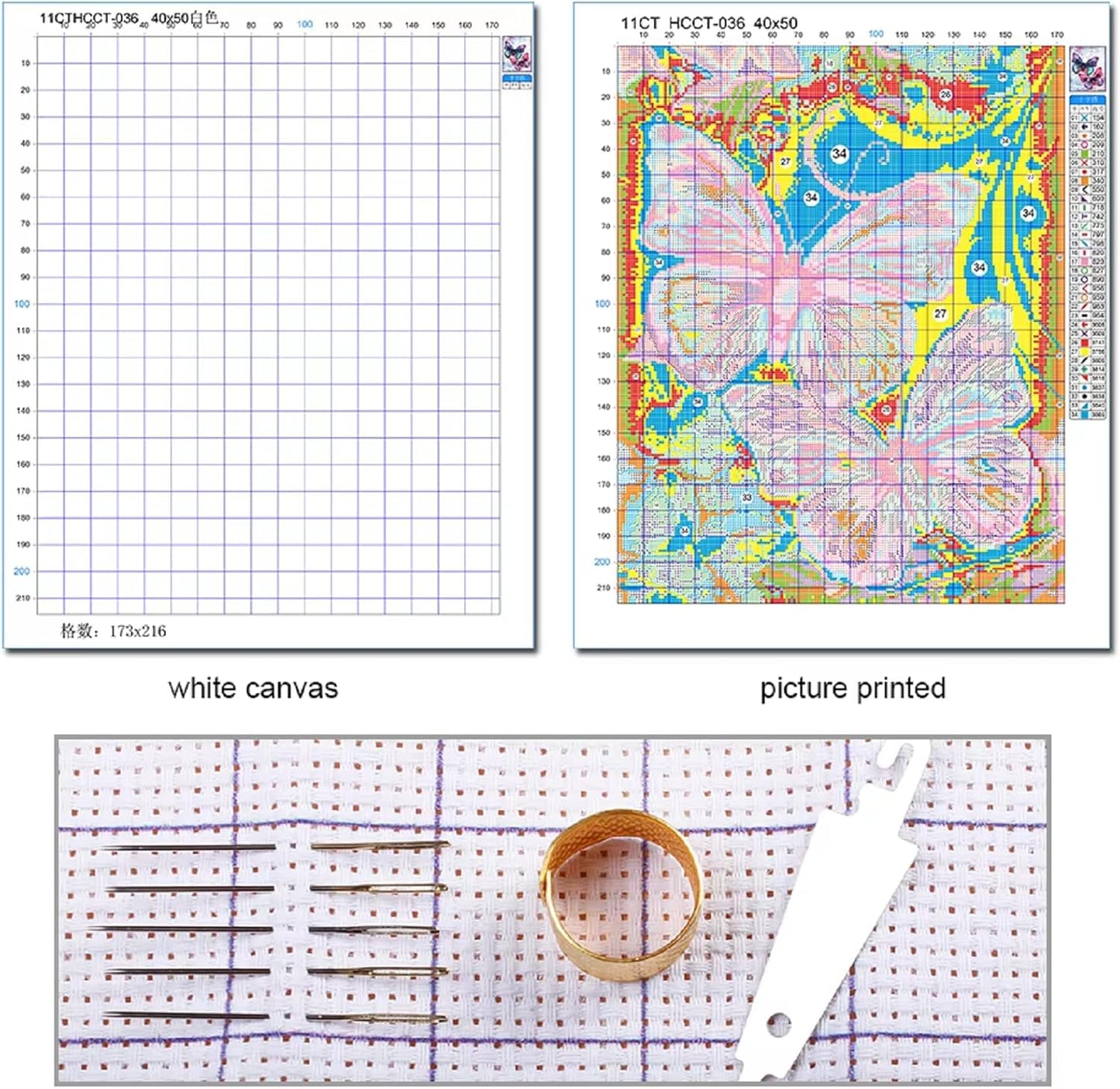 Stamped Cross Stitch Kits - Beach Night Landscape Counted Cross Stitch Kits for Beginners Adults Needlepoint Cross-Stitch Patterns-Van Gogh's Night Sky House 18x18 inchs