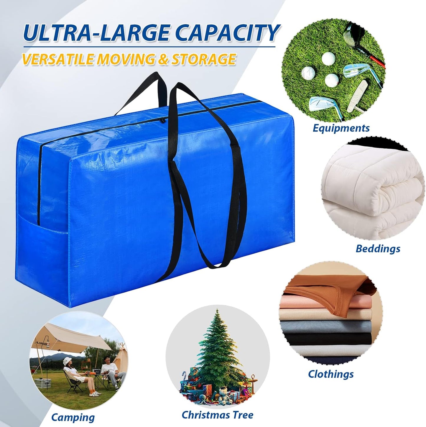 168 Gallon Extra Large Storage Bags, Zippered Outdoor Cushion Furniture Storage Bag with Handles,Jumbo Large Moving Bags Heavy Duty, Christmas Tree Bag, 65x30x20 inch - 1PACK
