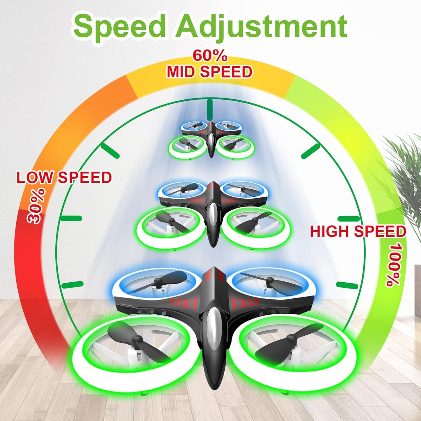 Dwi Dowellin 4.9 Inch Mini Drone for Kids Crash Proof LED Lights One Key Take Off Landing Flips RC Remote Control Small Drones Toys for Beginners Boys and Girls Adults Nano Quadcopter,Black