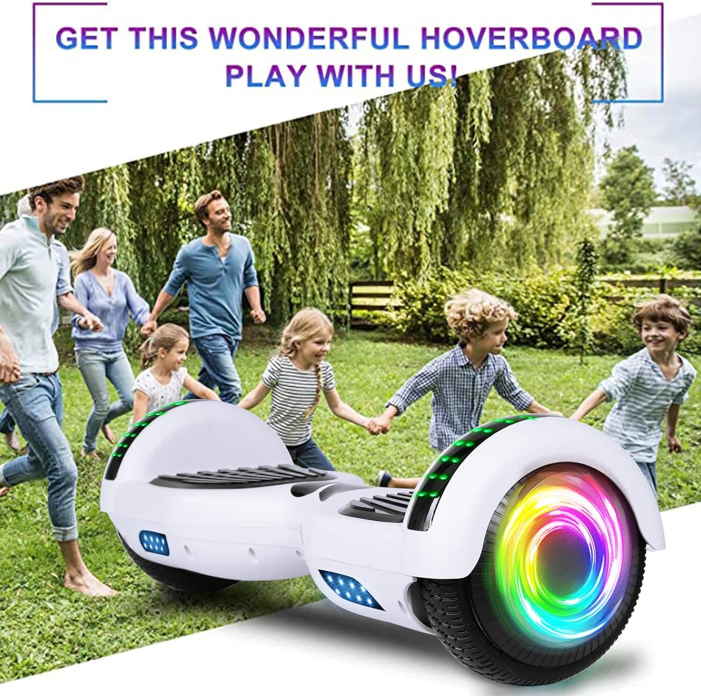 SISIGAD Scooters for Kids Ages 6-12, with Built-in Bluetooth Speaker and 6.5" Colorful Lights Wheels, Safety Certified Self Balancing Scooter Gift for Kids