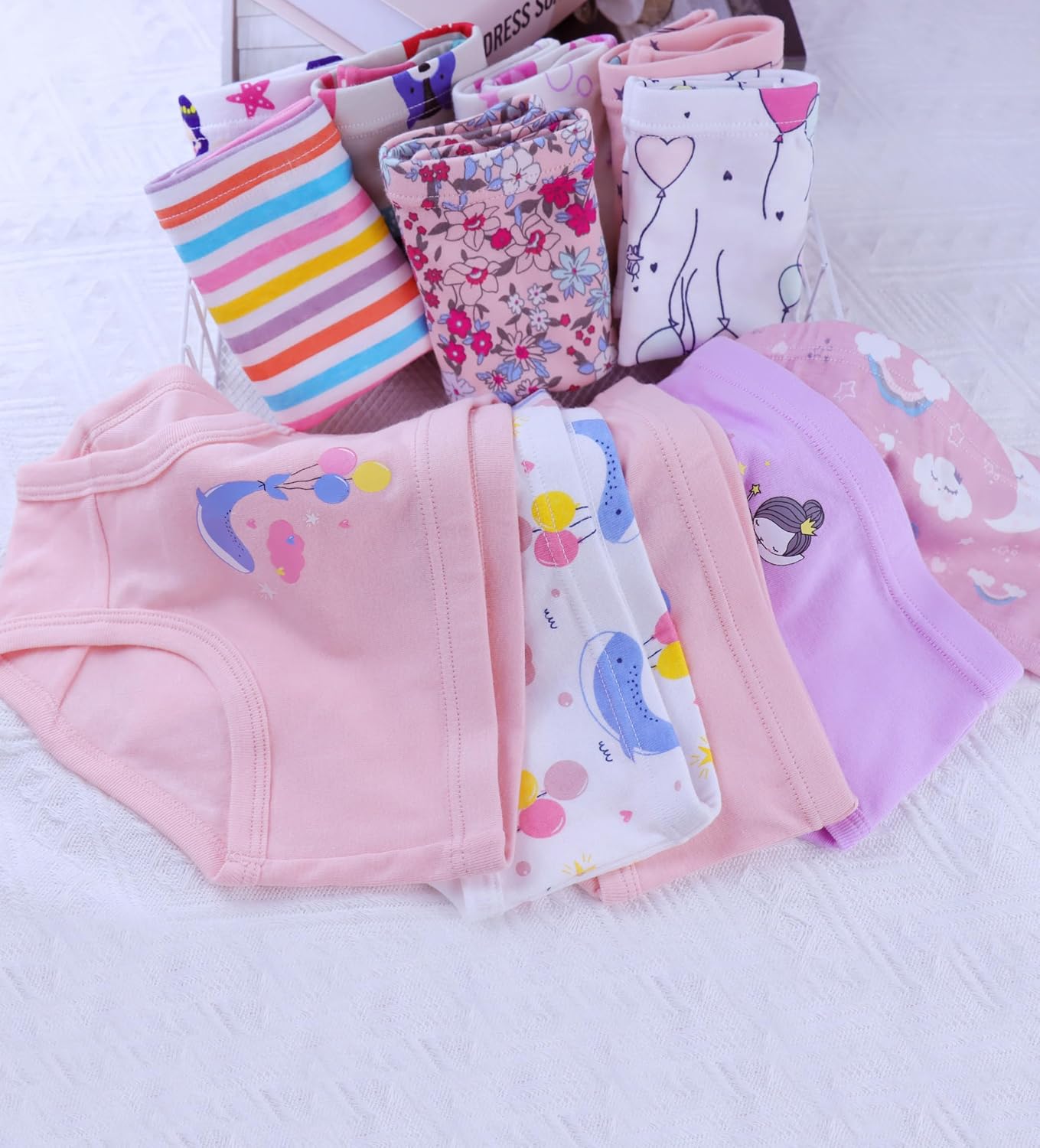 Boboking Girls Soft Underwear Toddler Kids Briefs Cotton Panties 12-pack