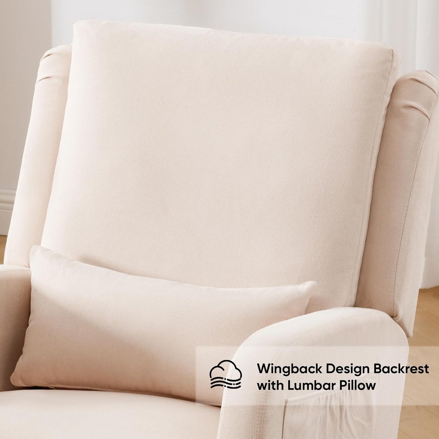 Rocking Chair Nursery, Nursing Rocking Chairs with Lumbar Pillow, Comfy Modern Nursery Glider Rocker Morden Accent Rocking Chair for Mom Nursery, Living Room, Bedroom, Beige