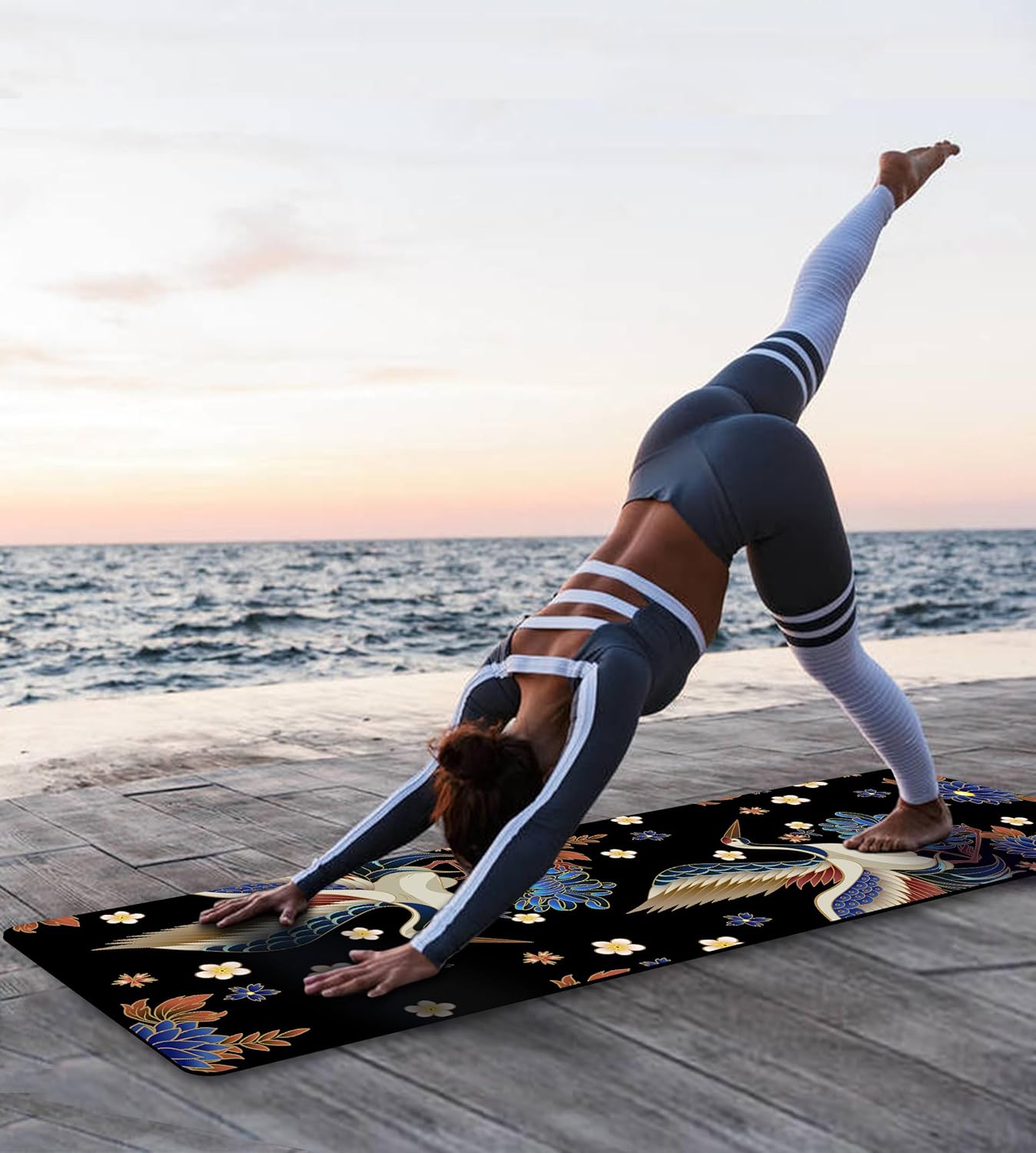 Non Slip Yoga Mat TPE Workout Mat for Men Women, Thick Workout Mat with Carrying Strap, Fitness Mats for Exercise, Yoga, Fitness, Pilates, Floor Workouts (72" x 24" x 6mm)