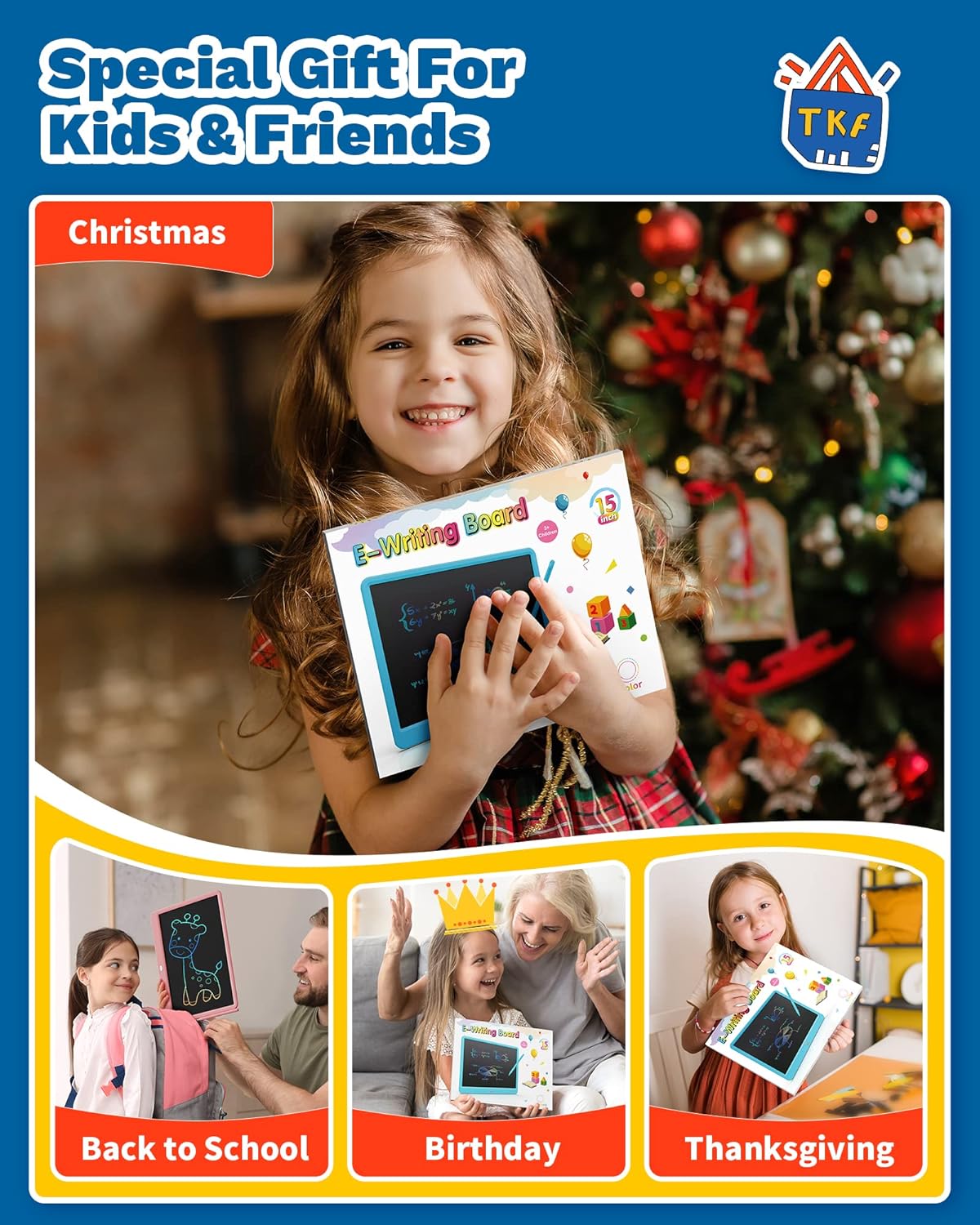 TEKFUN Teen Girl Gifts Ideas, 15inch LCD Writing Tablet for Kids Age 8-10 and Up, Doodle Board 4 5 6 7 Year Old Girl Toys, Mothdays Day Gifts Homeschool Supplies Easter Gifts for Toddlers (Pink)