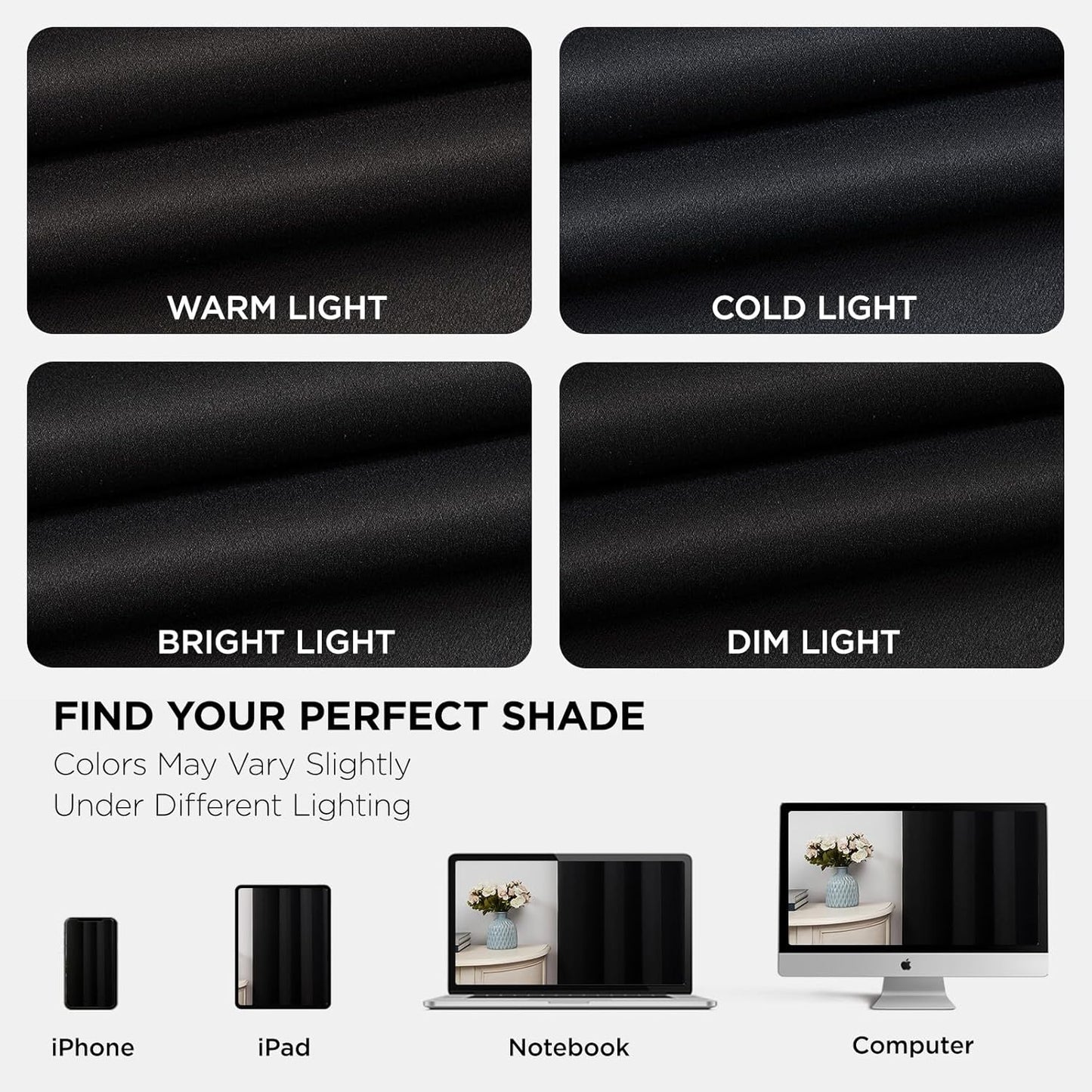 Joydeco Blackout Curtains 63 Inch Length 2 Panels Set, Thermal Insulated Long Curtains& Drapes 2 Burg, Room Darkening Grommet Drapes for Living Room Bedroom Window (W52 x L63 Inch, Black)