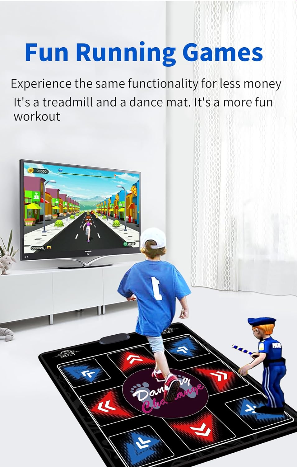 A Single-Person Dance mat with Camera, 64GB Card, 1000 Games,650 Songs, 81 Music Videos. Luxurious Gift for Boys and Girls, Made of high-Grade Flannel. Suitable for TV use.