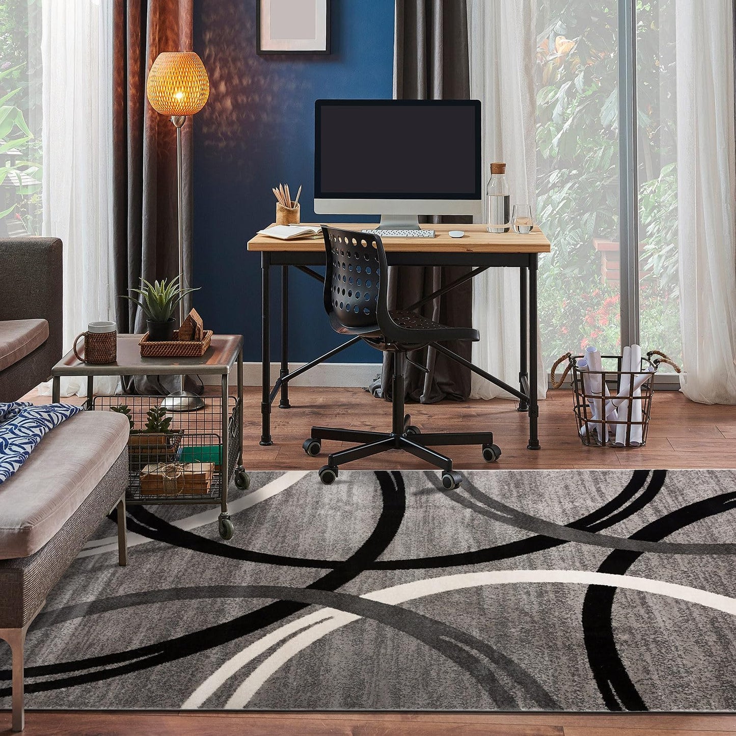Rugshop Modern Wavy Circles Design Area Rug 3'3" x 5' Gray