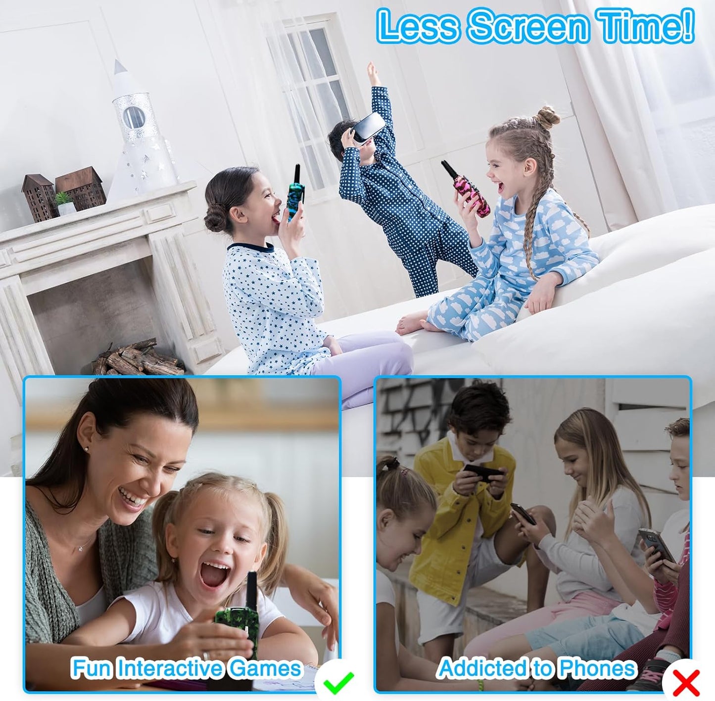 Walkie Talkies for Kids 3 Miles Long Range, 22 Channels Walkie Talkie with Clear Sound, Outdoor Camping Toys for Boys and Girls Age 6-8, Stocking Stuffers for Girls Boys 8-12