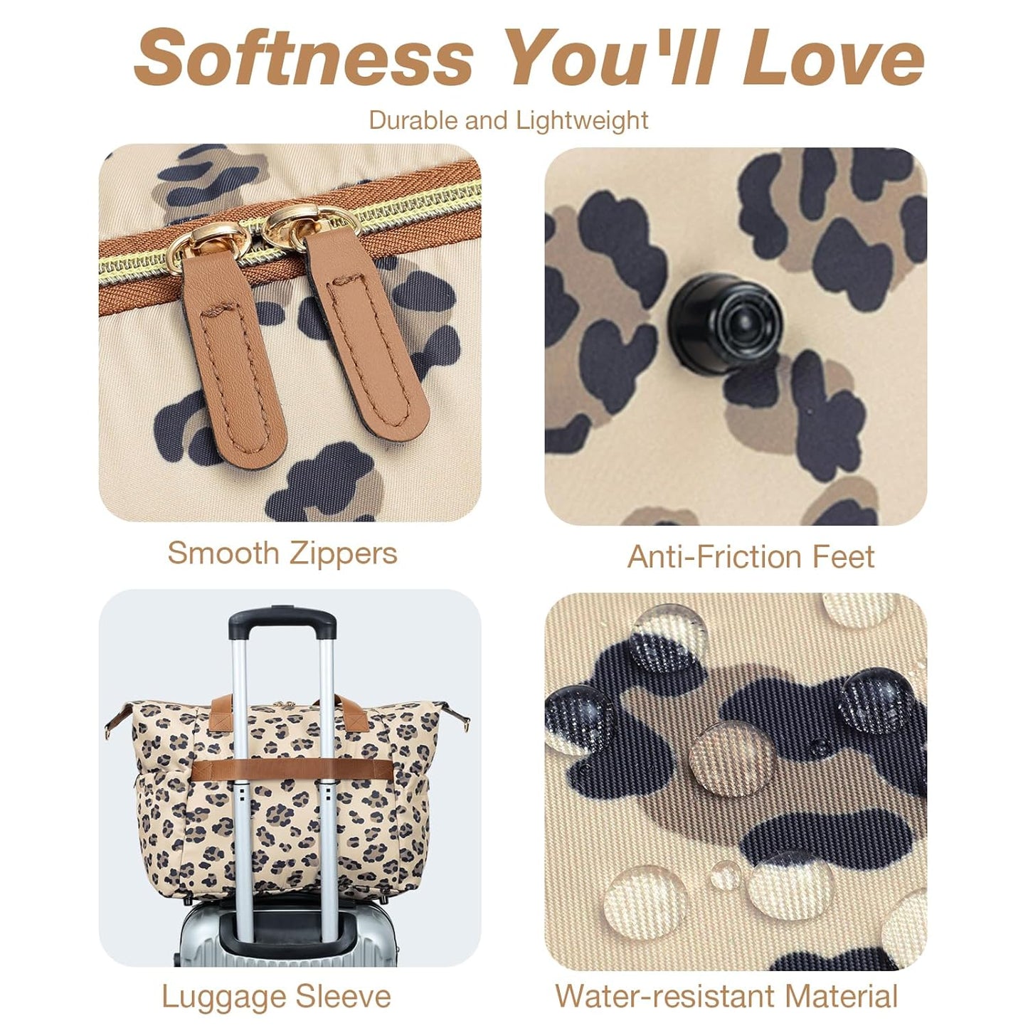 Diaper Bag Tote, Large Baby Diaper Bags for Travel, Hospital Bag for Labor Delivery with Pacifier Case, Changing Pad, Shoulder Strap, Leopard Print