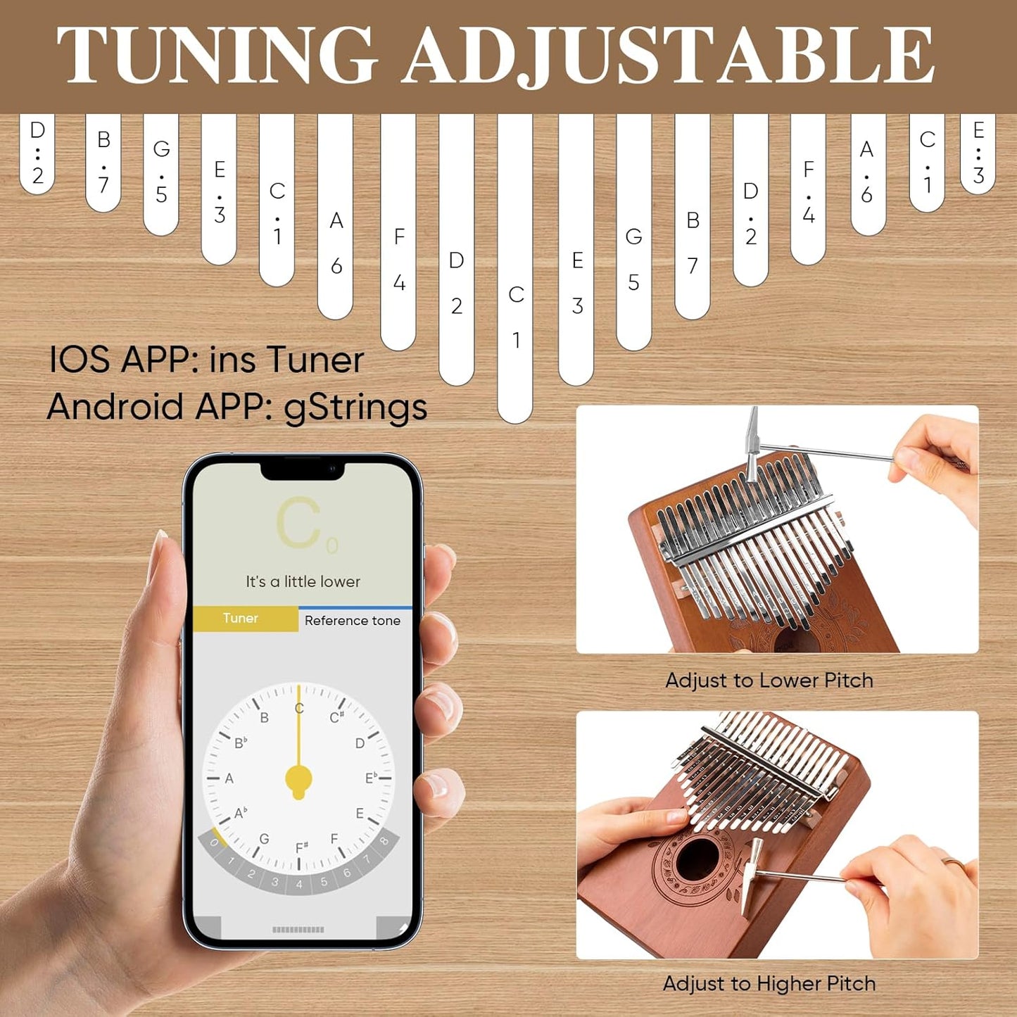 Kalimba Thumb Piano 17 Keys Instrument: Portable Mbira Finger Pianos Musical Gifts for Kids Adults Beginners - Mahogany Wood Handheld Piano with Tune Hammer, Music Book