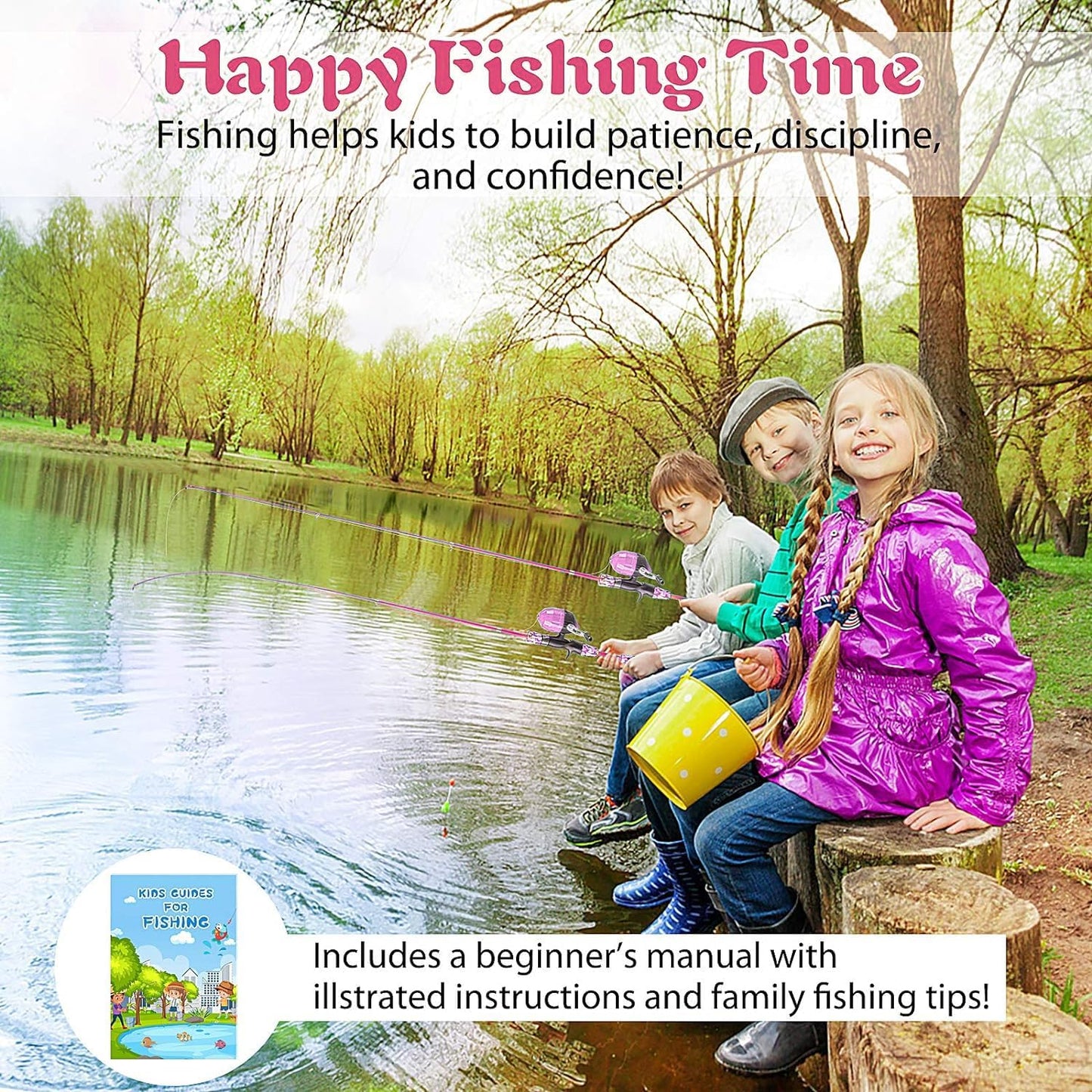Milerong Kids Fishing Rod, Kids Fishing Pole Portable Telescopic Fishing Rod and Reel Combo Kit for Boys, Girls, Youth - with Spincast Fishing Reel, Fishing Tackles, Fishing Lures, Fishing Lines