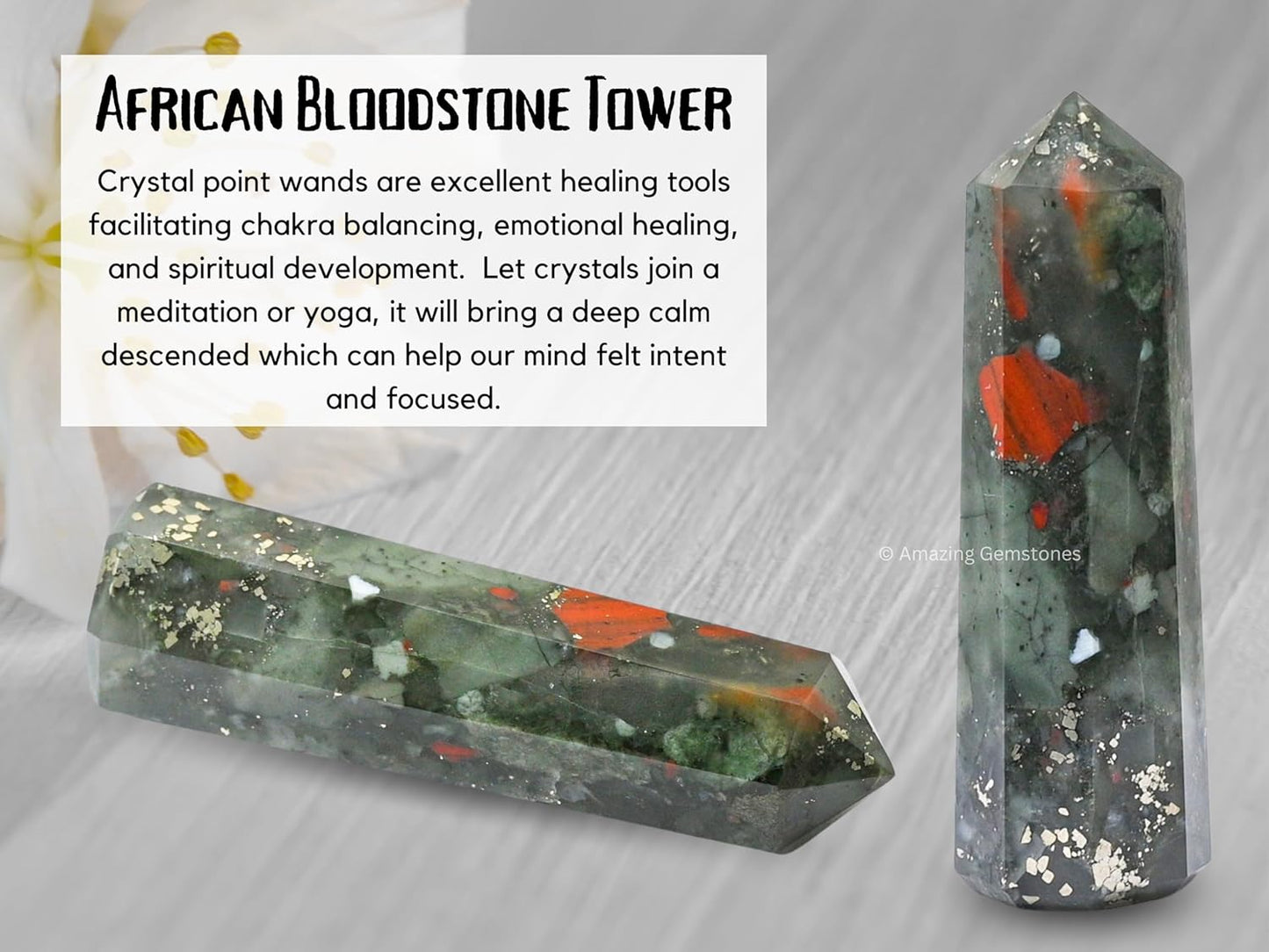 Amazing Gemstone African Bloodstone Crystal Towers ~ Natural Healing Crystal Point Obelisk for Reiki Healing and Crystal Grid (2" to 3" Inch)