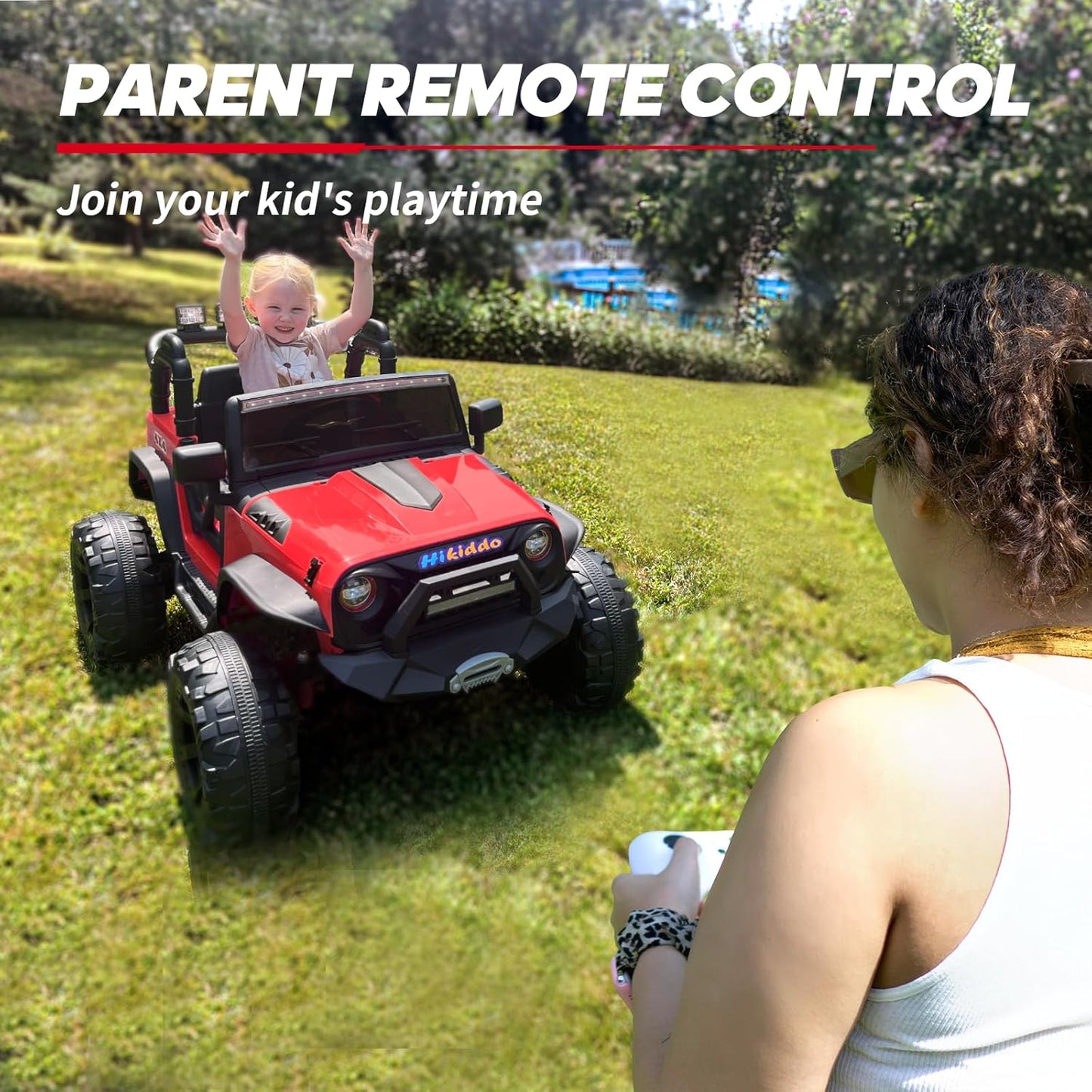 24V 9Ah Ride on Toy for Big Kids, 4WD 2 Seater Ride on Car Truck with Remote Control, 4x200W Motor - Red