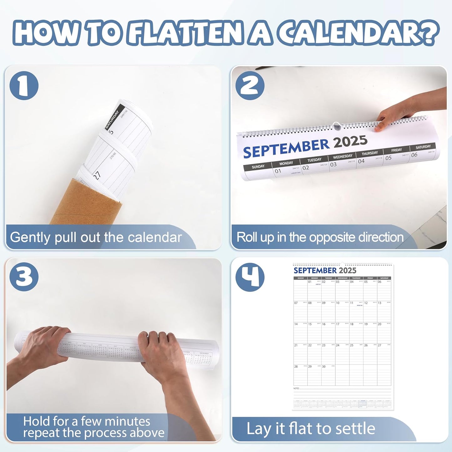 GuassLee Large Wall Calendar 2025-2027, 22"x15" Big Academic Wall Calendar 19-Month Sept. 2025 - Mar. 2027, 2026 Hanging Wall Planner with Julian Date Big Grid for Home School Office Planning