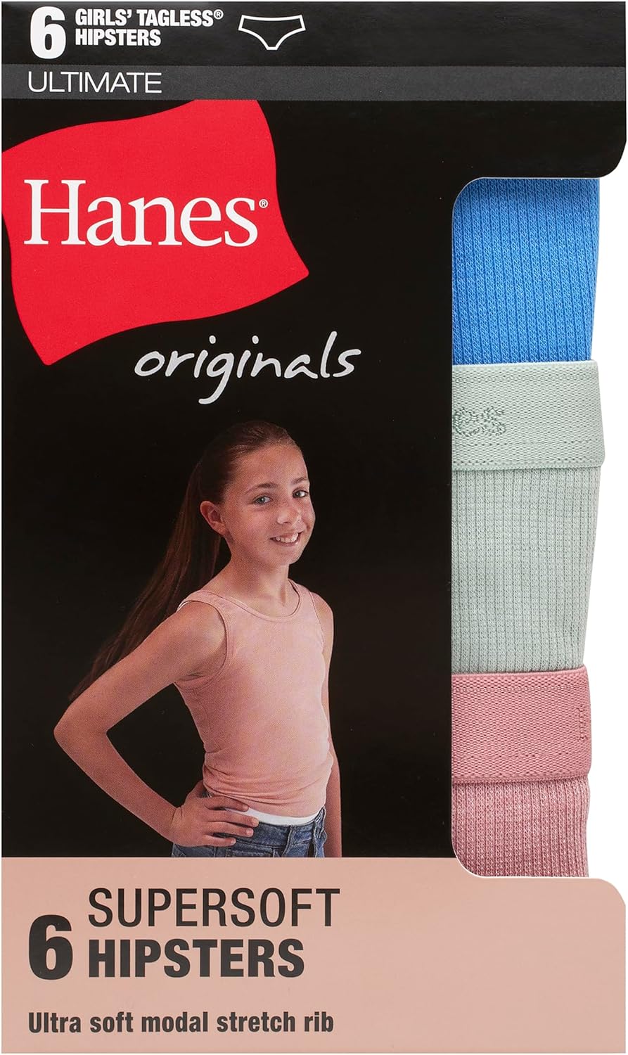 Hanes Ultimate Girls' Supersoft Bikini Briefs & Hipsters