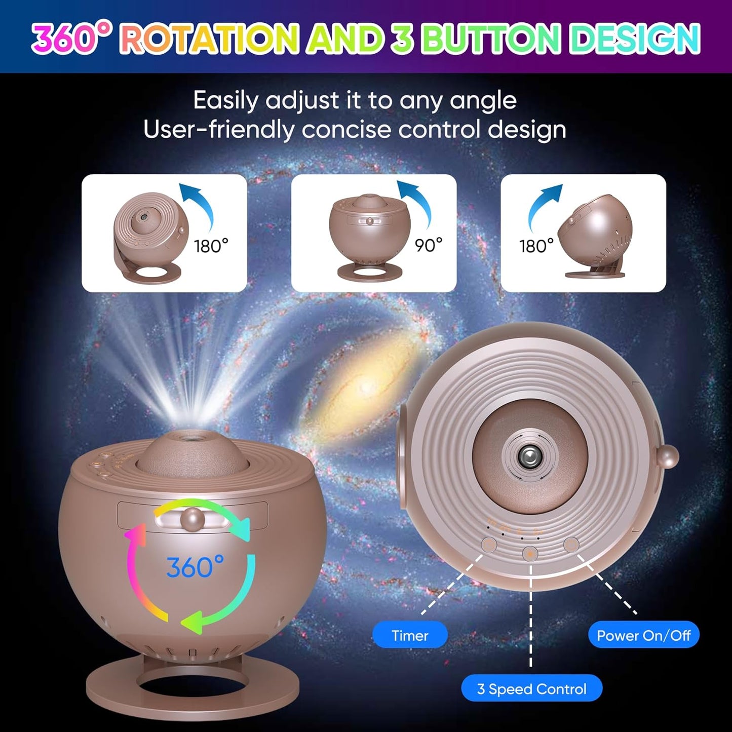 Galaxy Projector, 12 in 1 Planetarium Galaxy Star Projector for Bedroom, 360° Rotating Galaxy Star Night Light Projector for Kids, Home Theater, Ceiling, Room Decoration, Pink, BL-DQY02